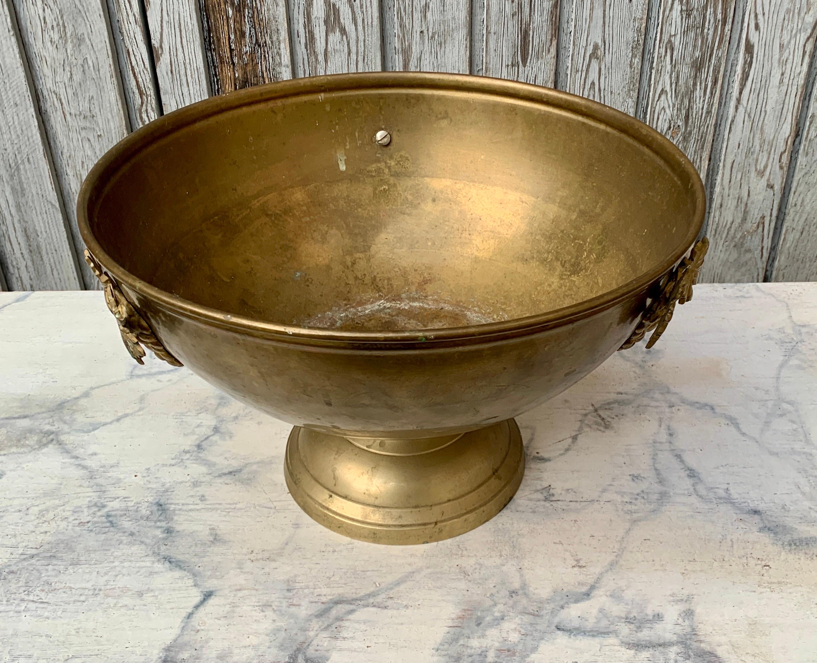 Large French Brass Footed Wine Champagne Bucket 2