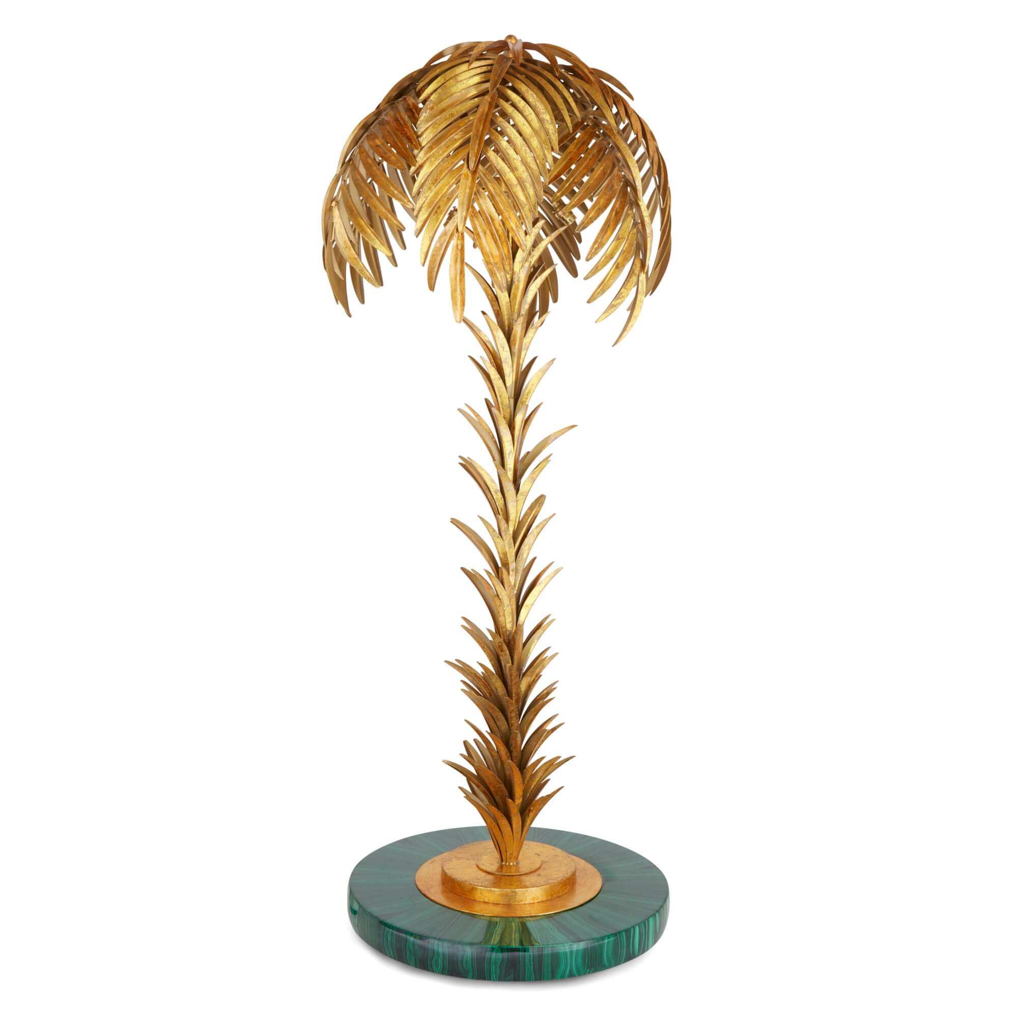 Large French Brass Palm Tree Floor Lamp, Style of Maison Jansen For Sale