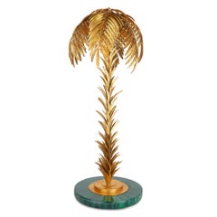 Antique Large French Brass Palm Tree Floor Lamp, Style of Maison Jansen