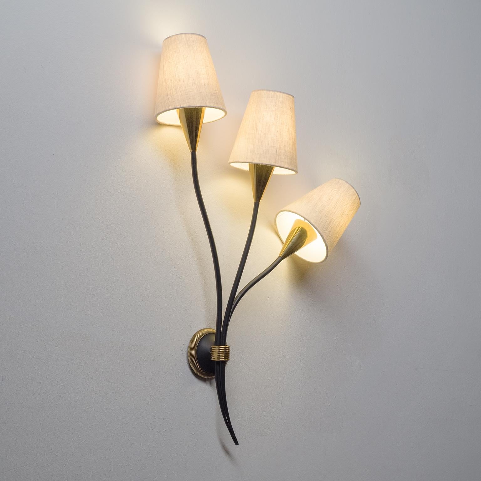 Large French Brass Wall Light by Arlus, 1950s 2