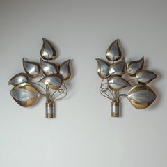 Large French Brass Wall Lights, circa 1970