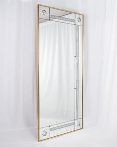 Großer französischer Spiegel im Brasserie-Stil, mit Gravuren, Frankreich, 1950er Jahre