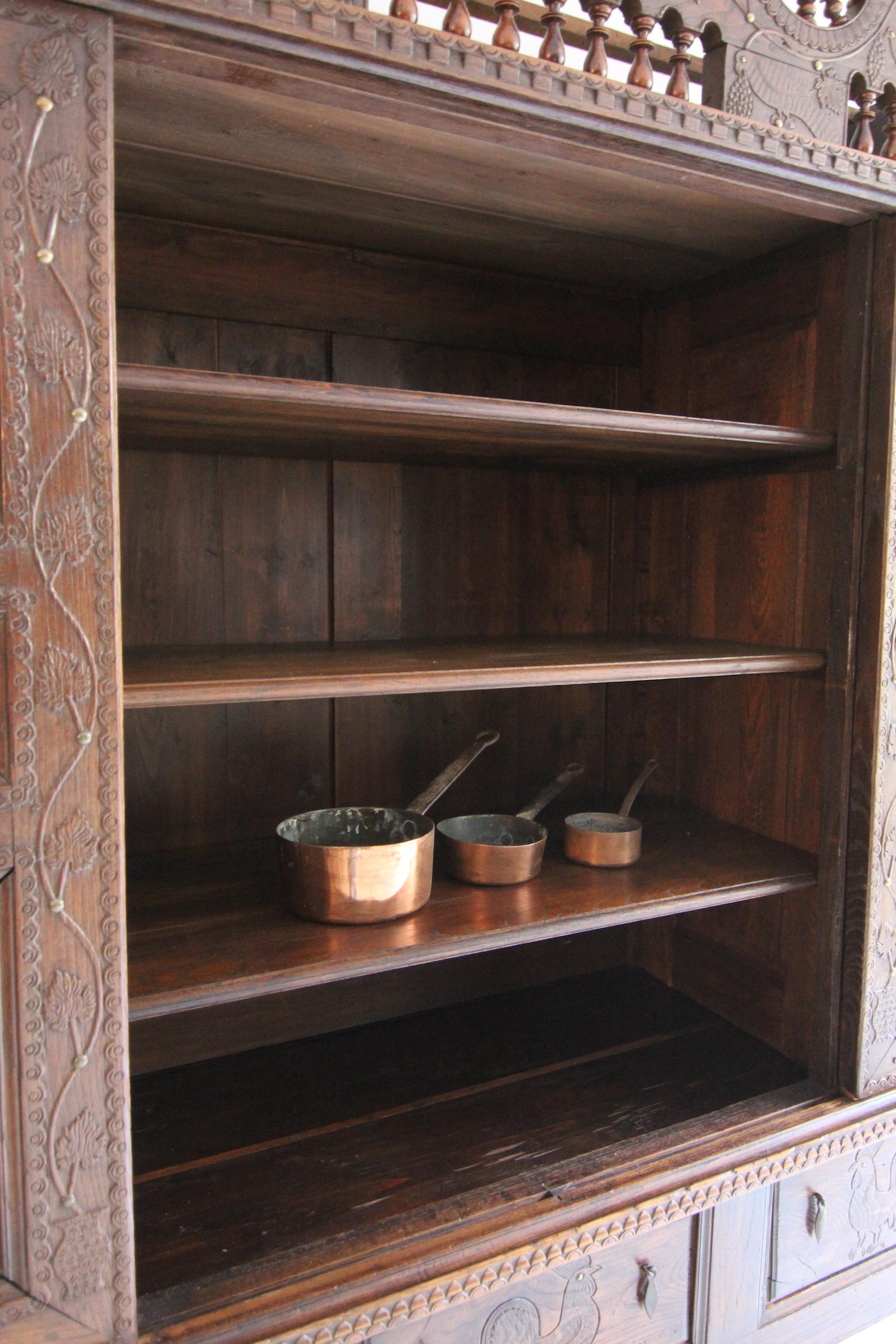 Oak Large French Breton lit-clos Cabinet from 1817 For Sale