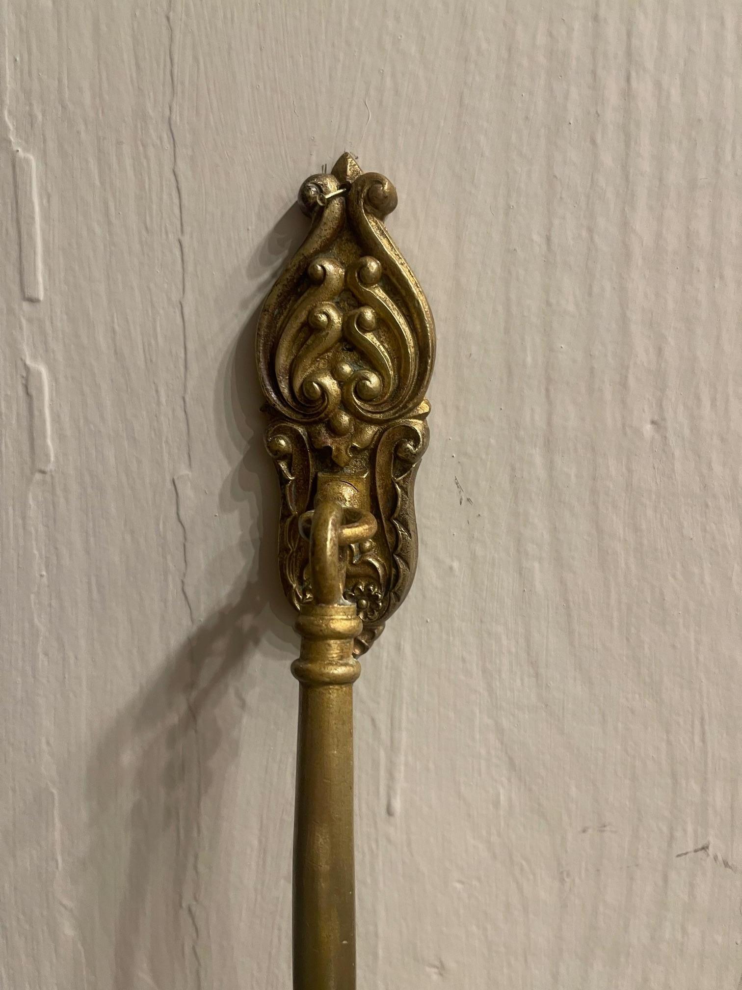 Large French Bronze and Brass Curtain Tieback or Curtain Holder, 19th Century For Sale 1