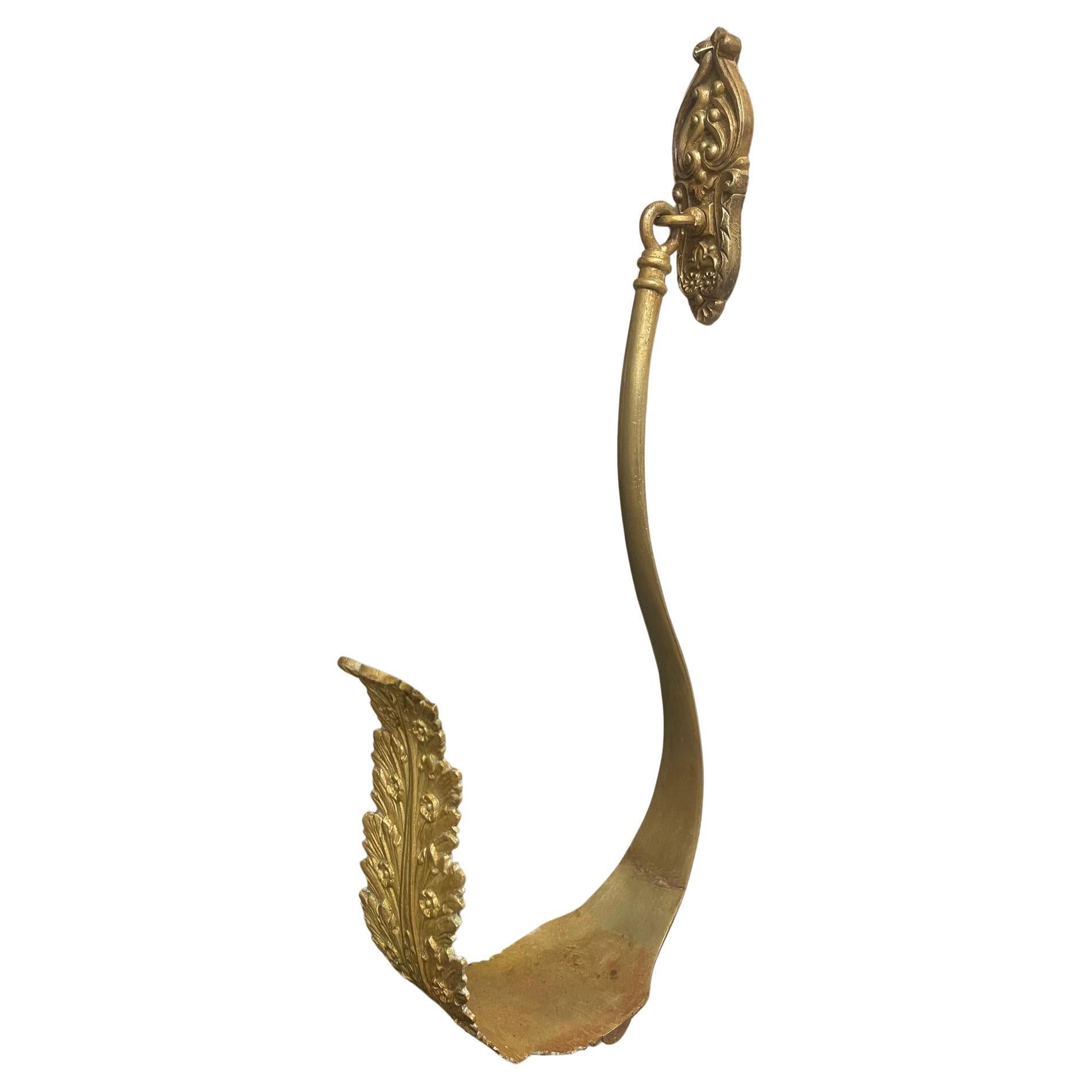 Large French Bronze and Brass Curtain Tieback or Curtain Holder, 19th Century For Sale