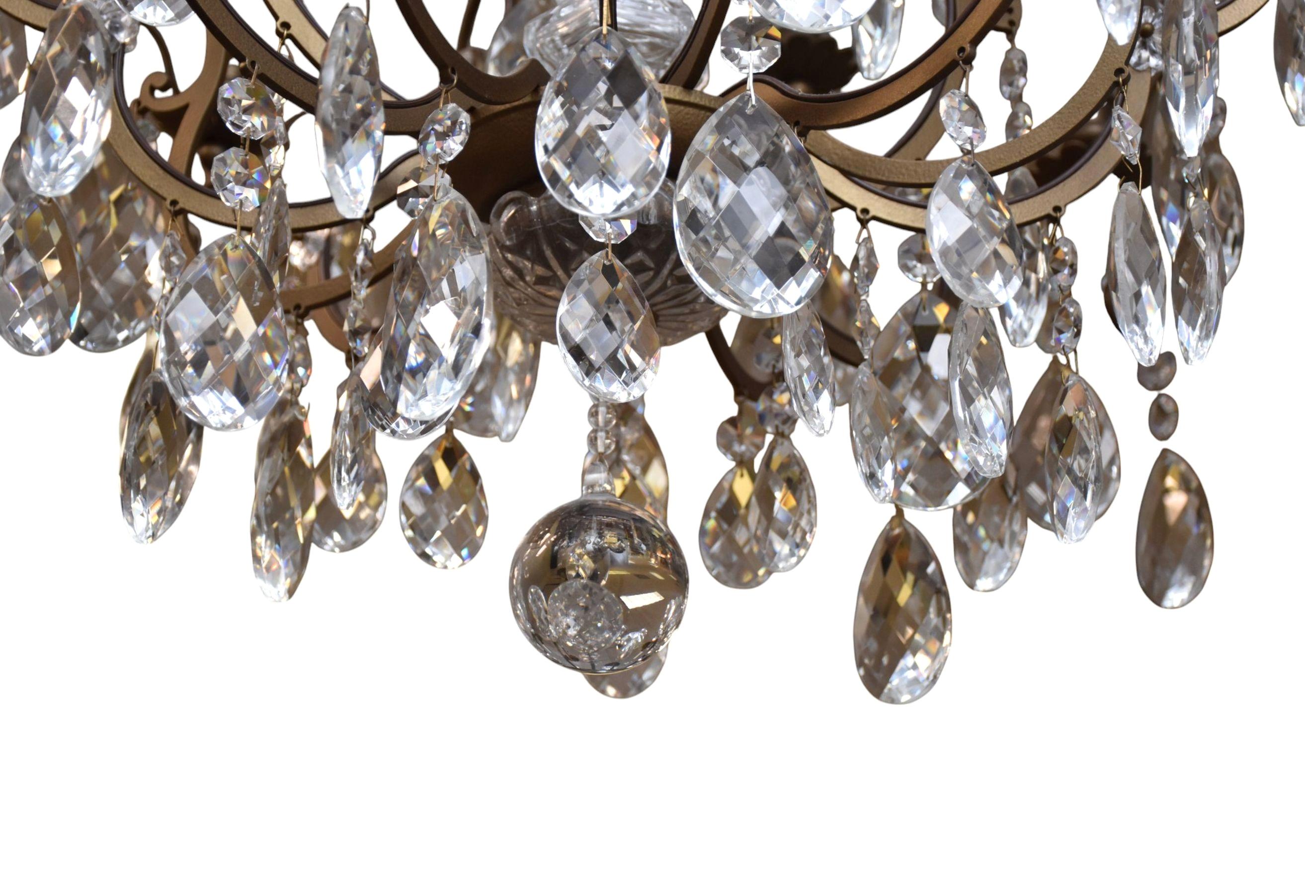 Gilt Large French Bronze and Crystal Chandelier For Sale