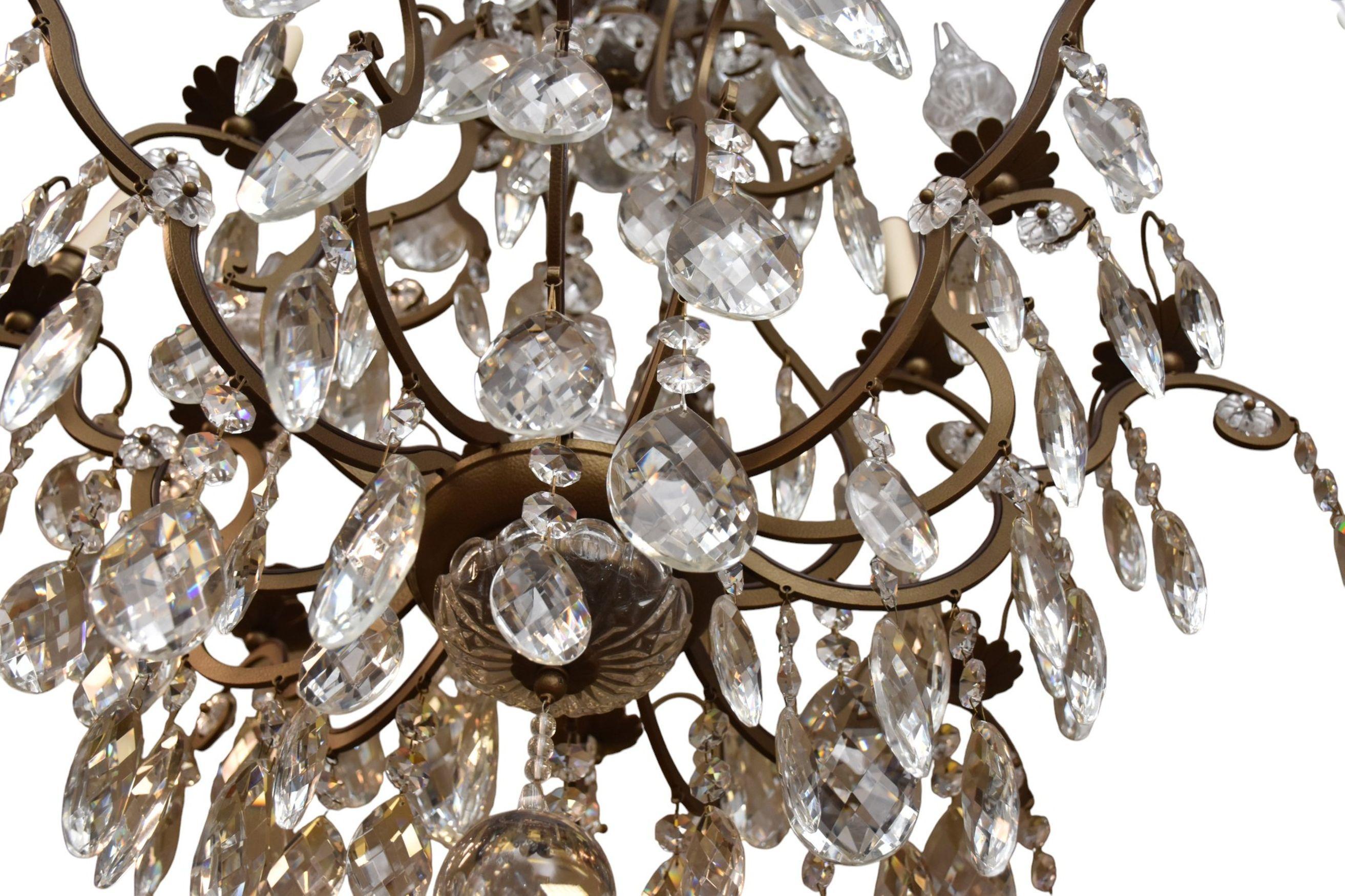 Large French Bronze and Crystal Chandelier In Good Condition For Sale In Bradenton, FL