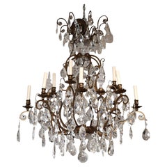 Large French Bronze and Crystal Chandelier