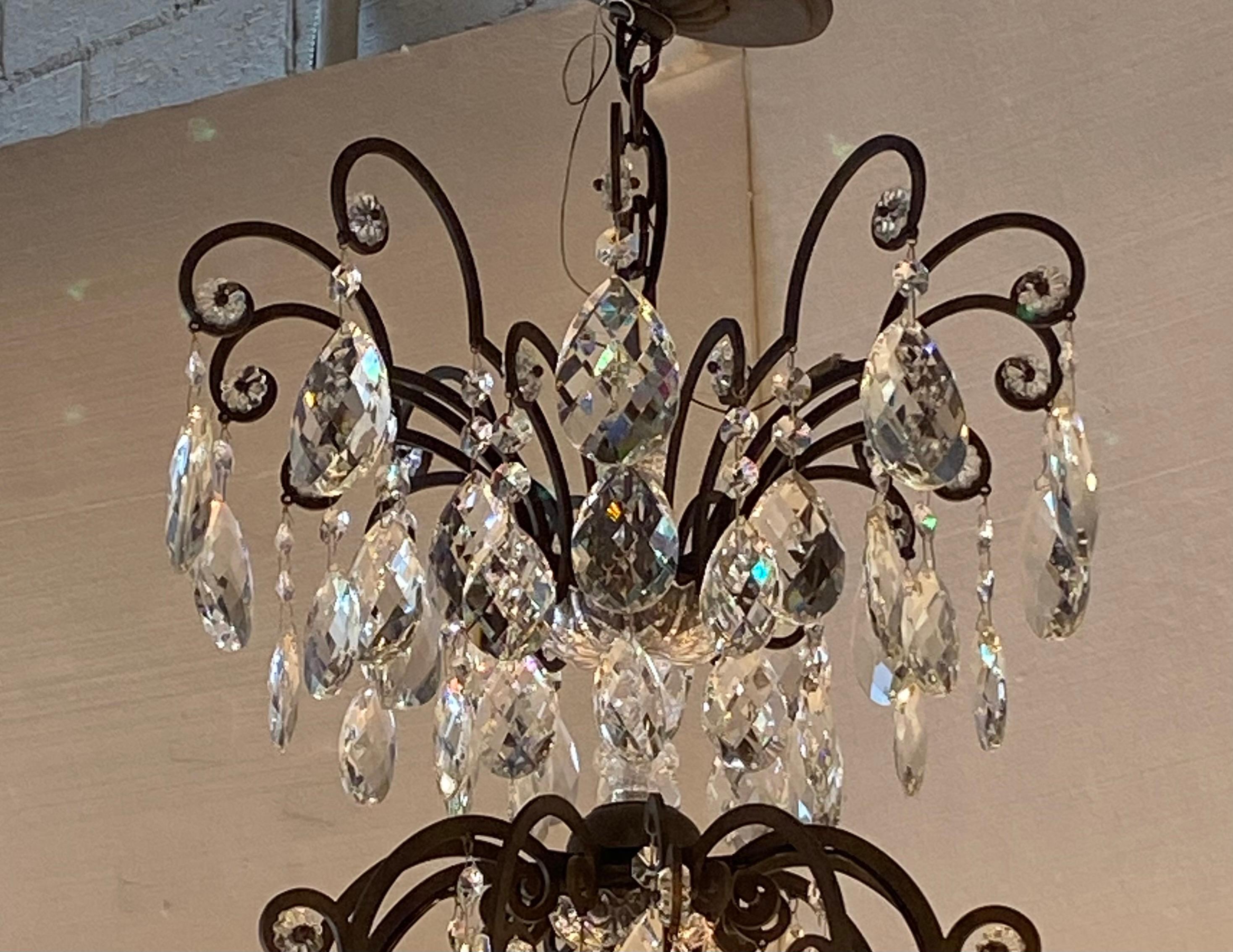 Large French Bronze Crystal Chandelier 2