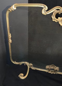 Large French Bronze Fireplace Ormolu Fire Screen Rococo Art Nouveau Garlands