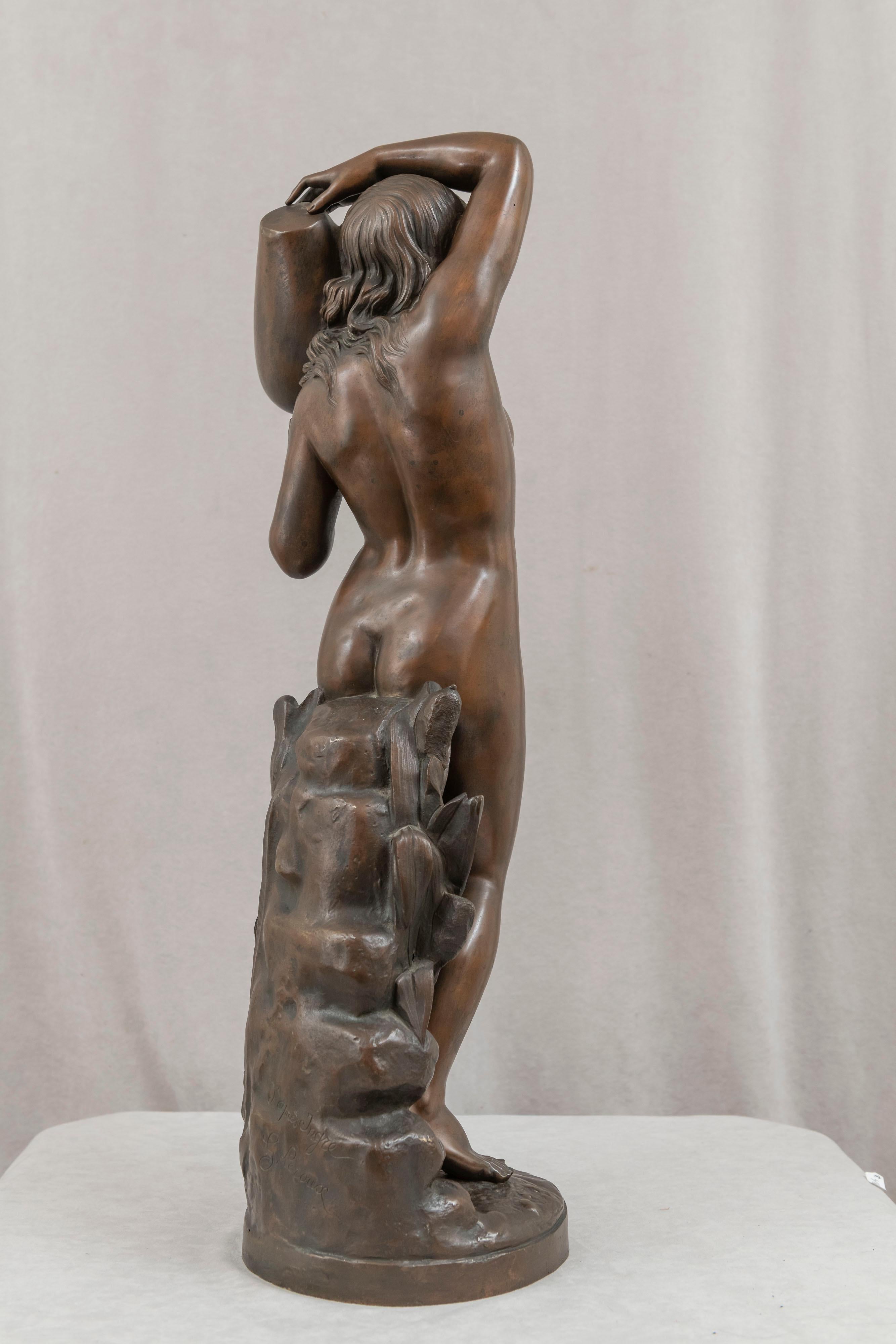 Large French Bronze Nude Maiden Artist Signed G. Leroux, circa 1890 1