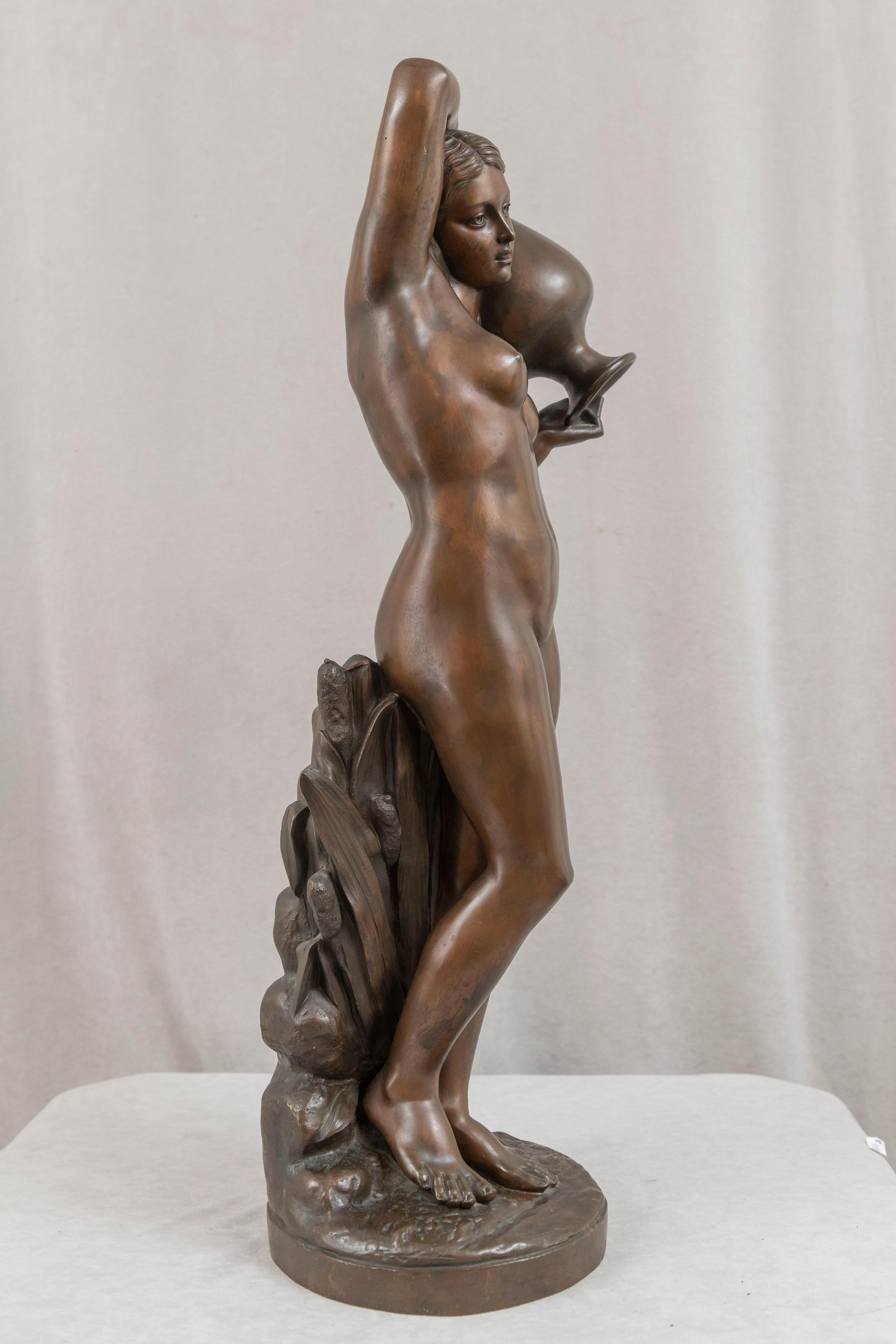 Large French Bronze Nude Maiden Artist Signed G. Leroux, circa 1890 2