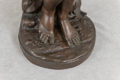 Grande fanciulla nuda in bronzo francese firmata G. LeRoux, circa 1890