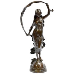 Large French Bronze Sculpture "La Brise" by Auguste Moreau '1834-1917'