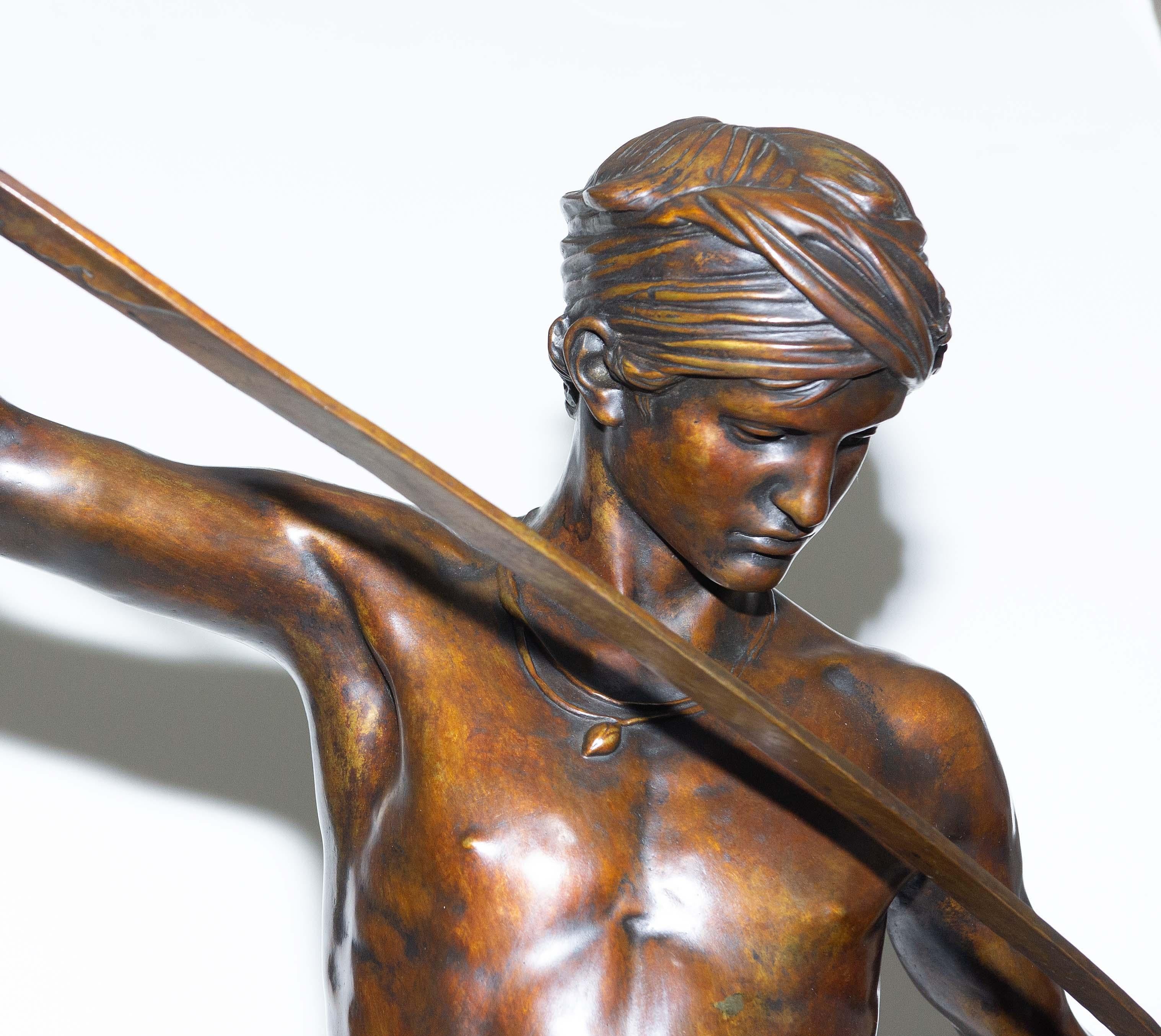 Bronze Grande sculpture française en bronze de David et Goliath par Antonin Mercié en vente
