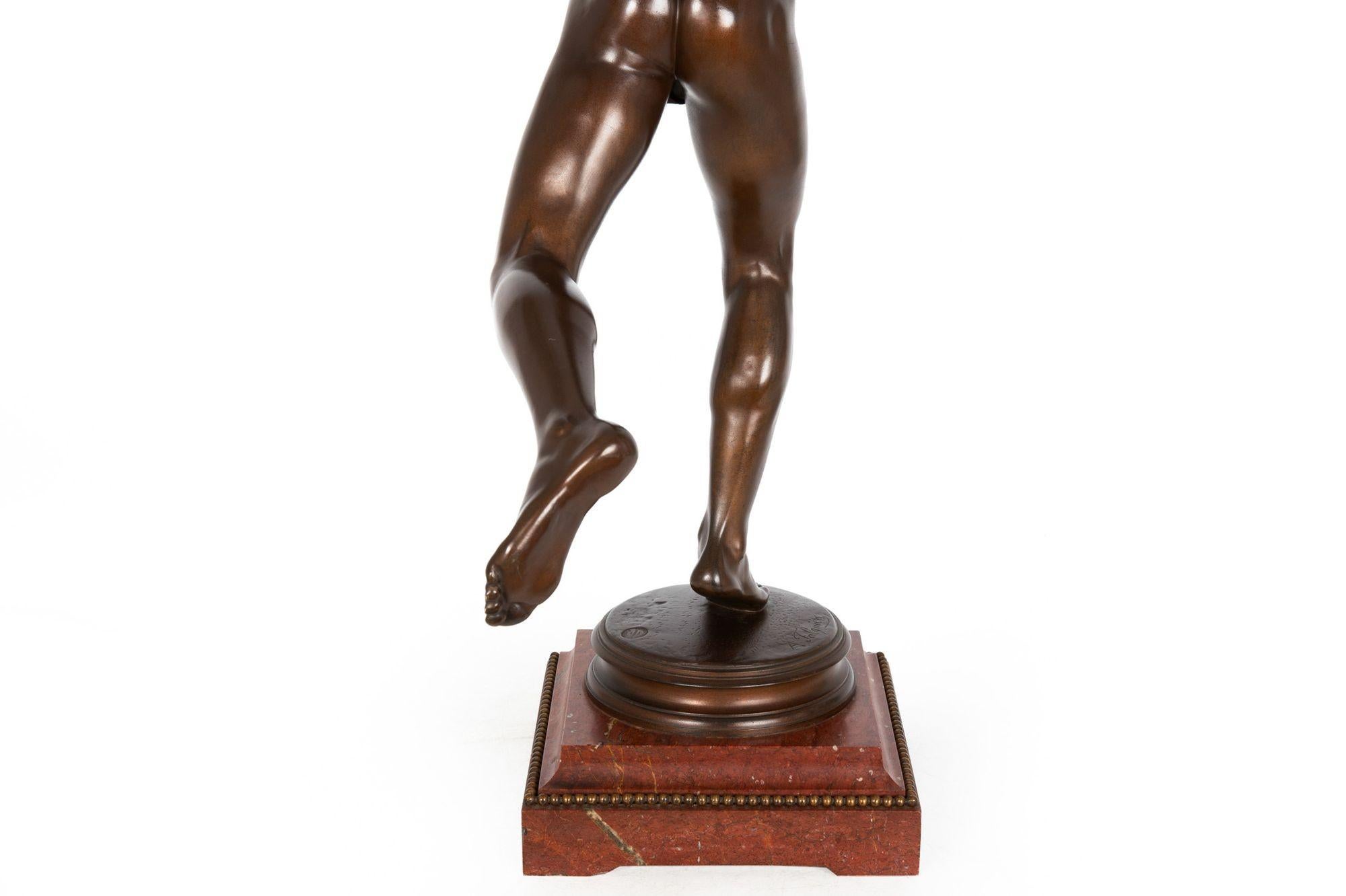 Grande sculpture française en bronze Lauréat de la chasse au coq par Falguiere & Thiebaut en vente 6