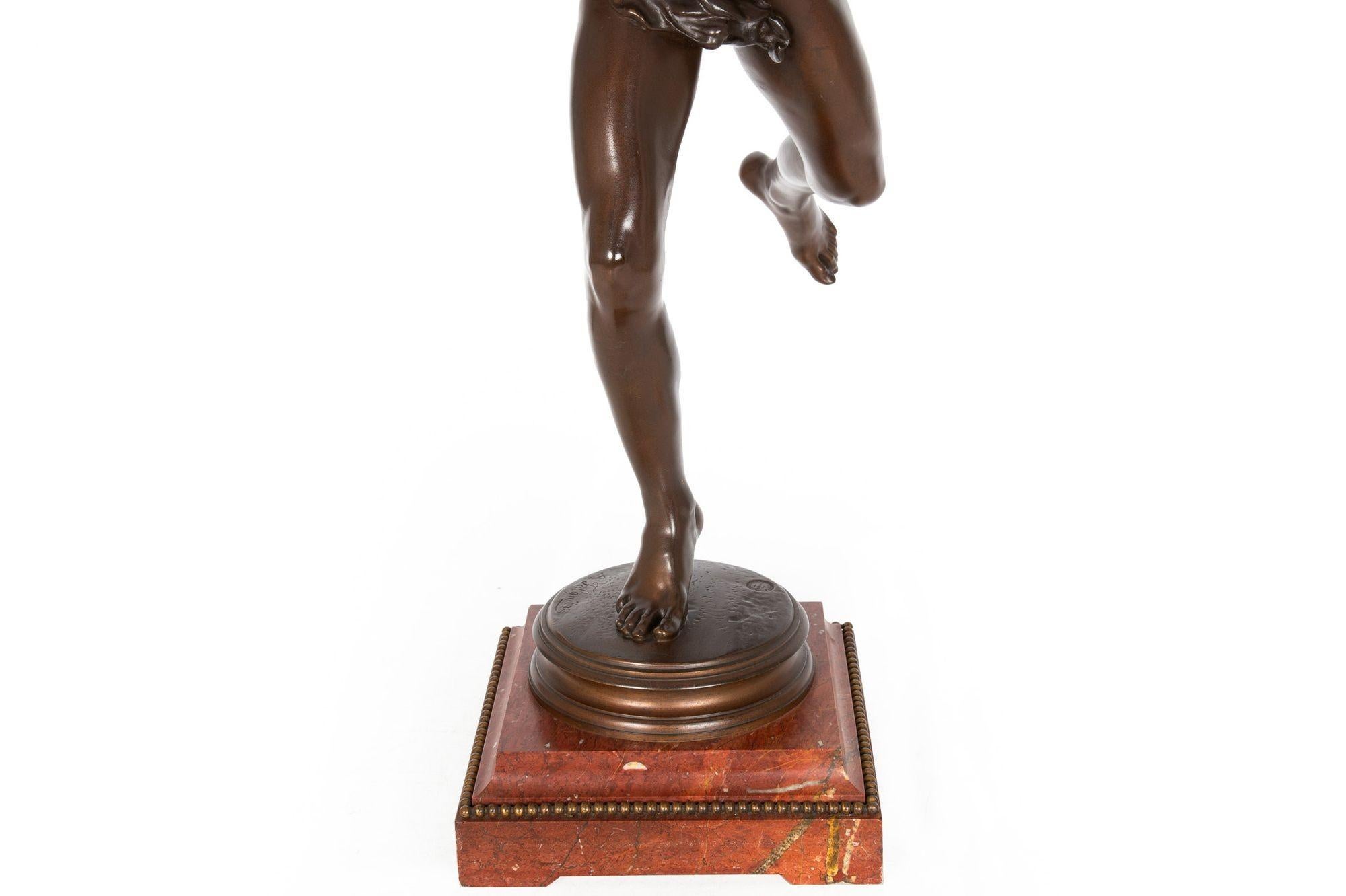 Grande sculpture française en bronze Lauréat de la chasse au coq par Falguiere & Thiebaut en vente 8