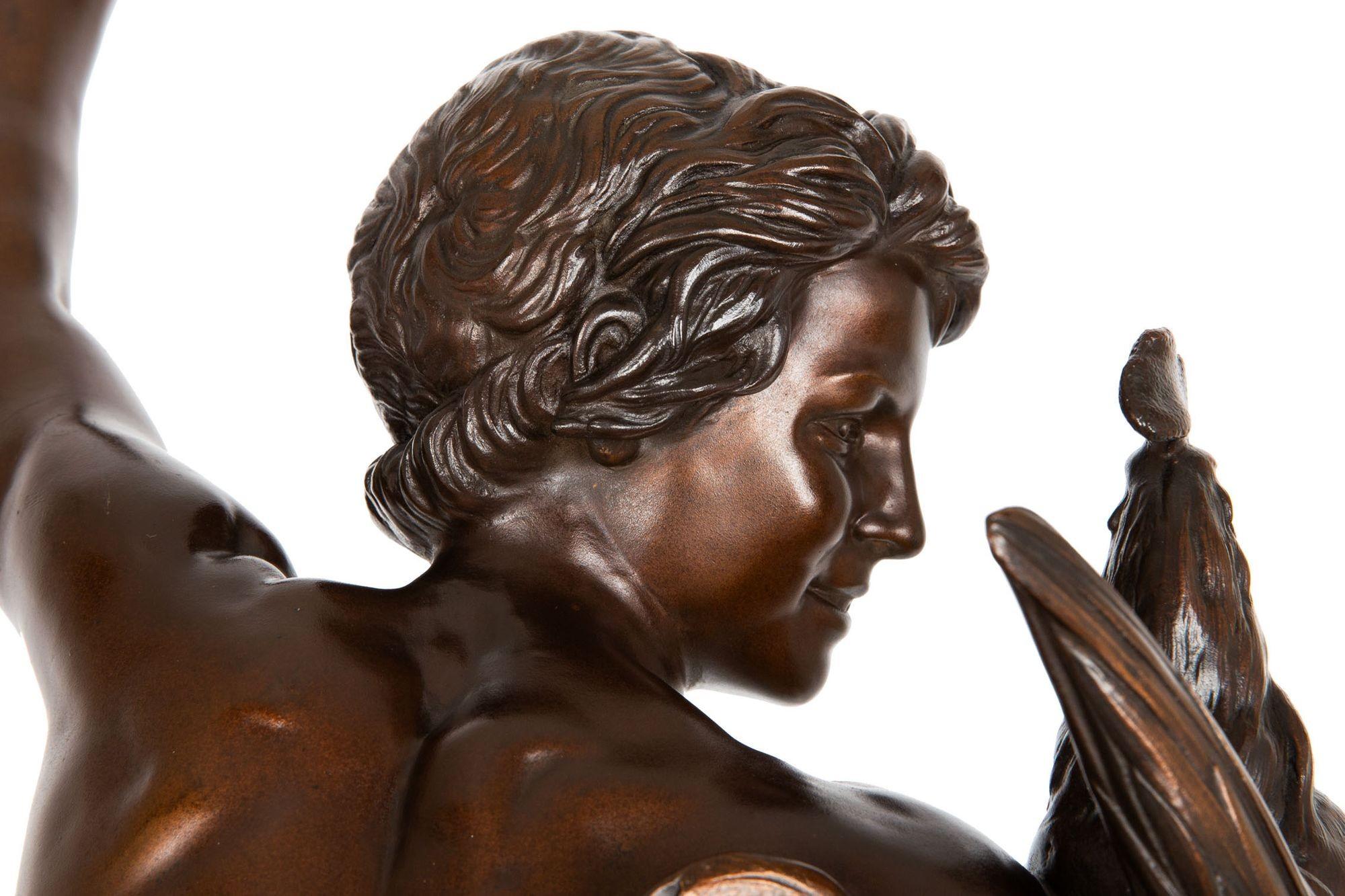 Grande sculpture française en bronze Lauréat de la chasse au coq par Falguiere & Thiebaut en vente 12