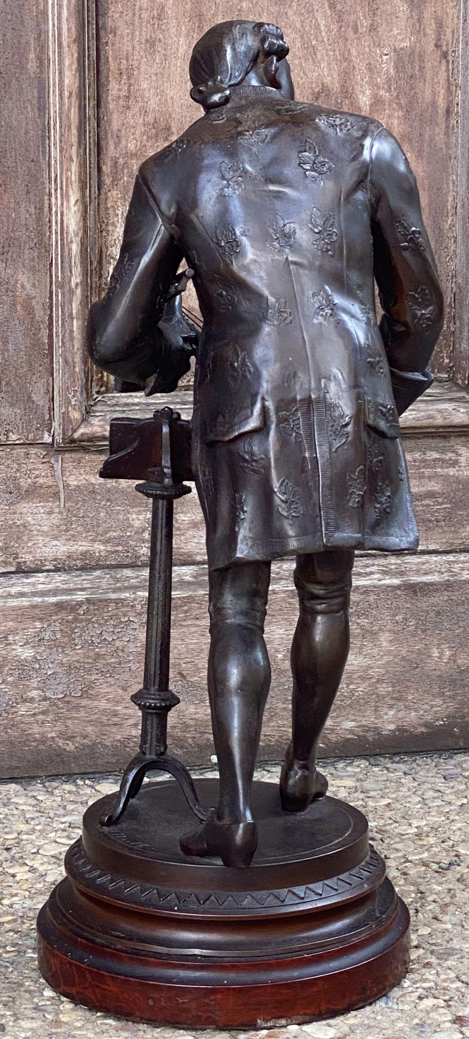 Grande figurine française en bronze d'un musicien, d'après Mathurin Moreau en vente 10