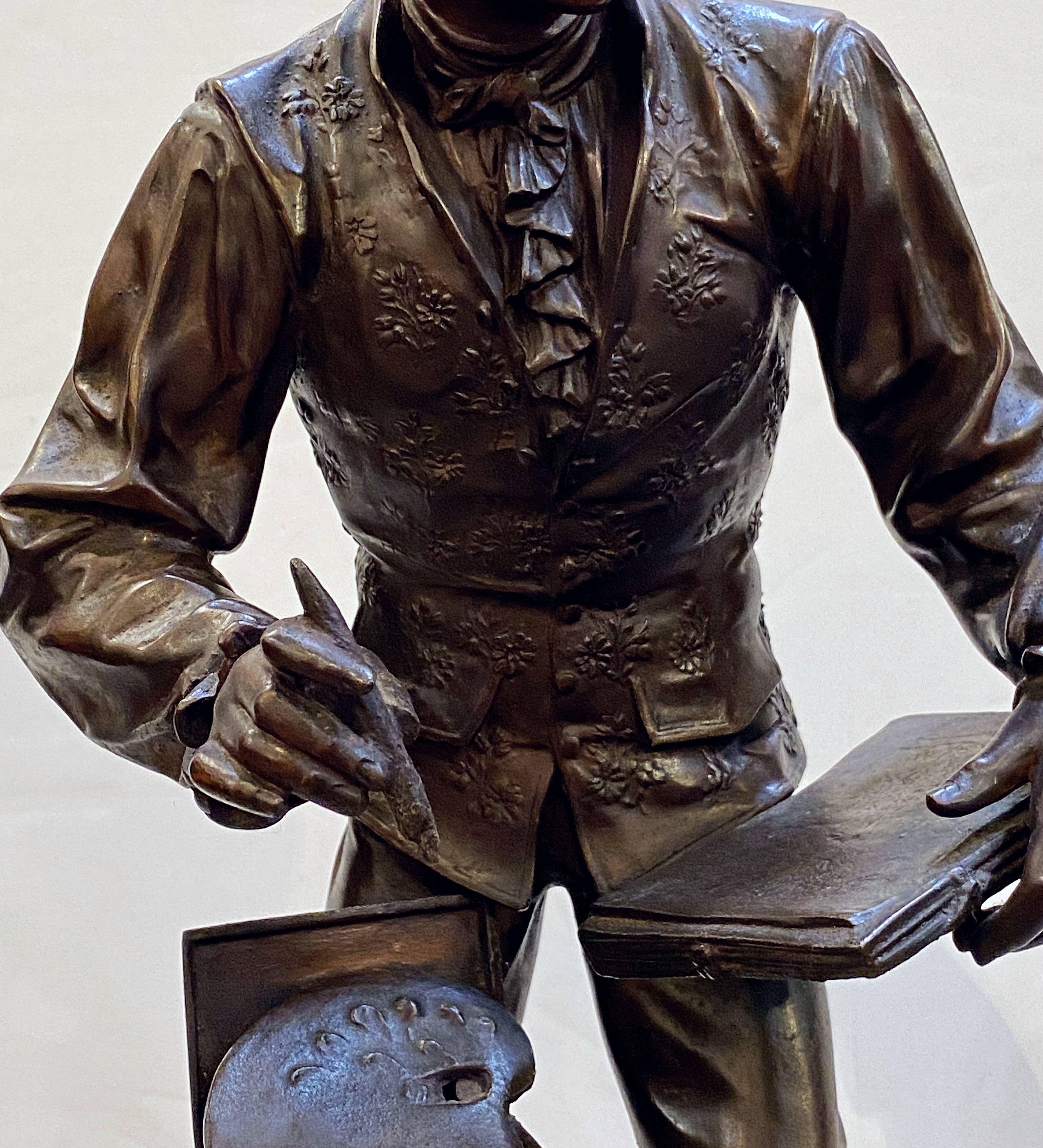 Grande figura di artista francese in bronzo e speltro, dopo Mathurin Moreau in vendita 6