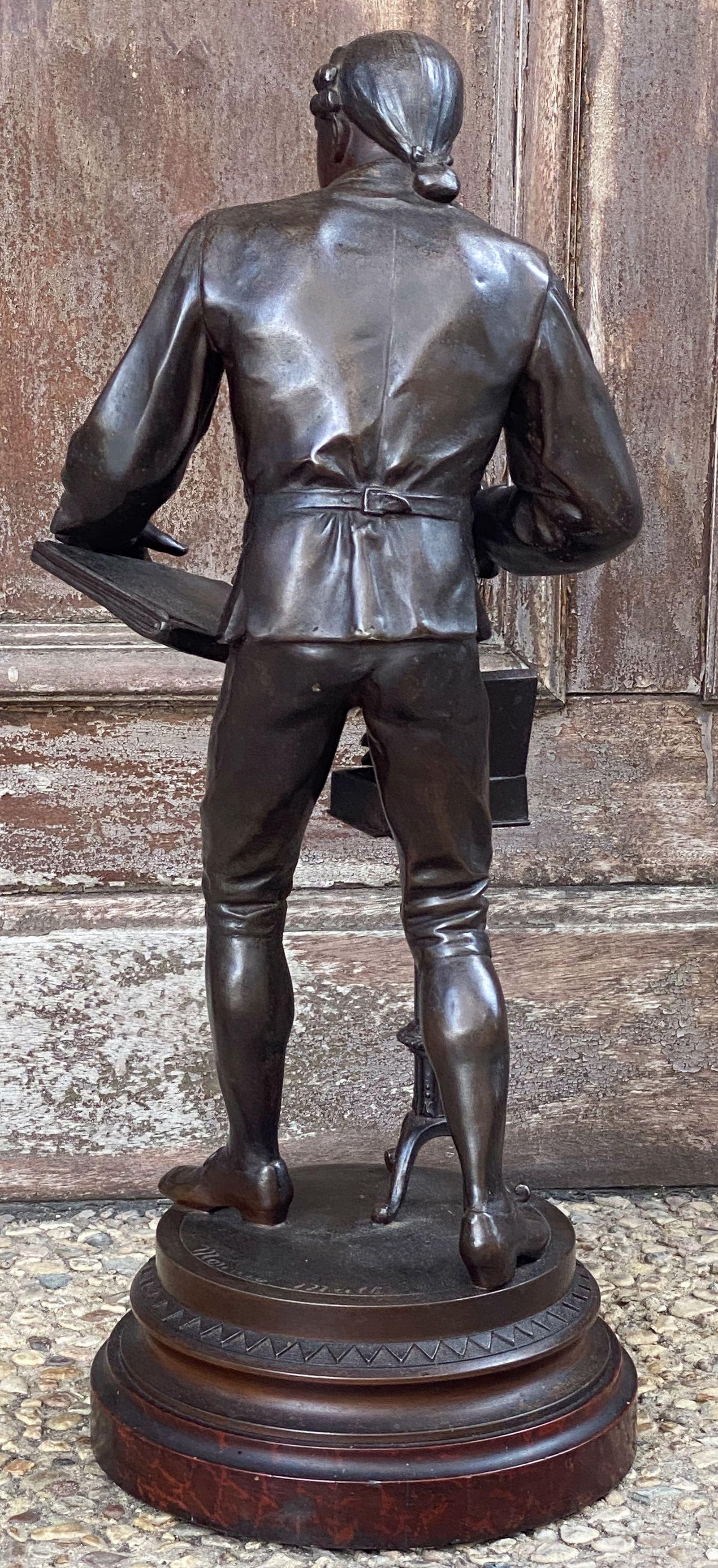 Grande figura di artista francese in bronzo e speltro, dopo Mathurin Moreau in vendita 8