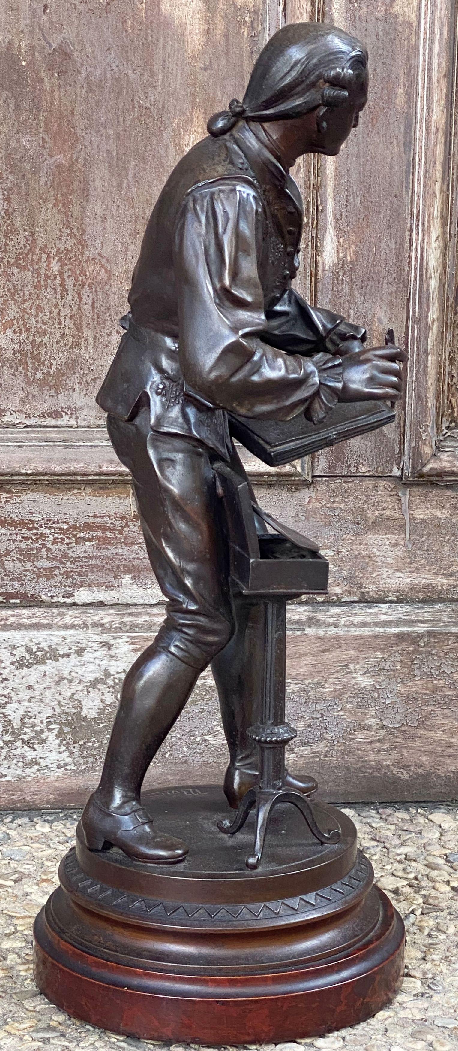 Grande figura di artista francese in bronzo e speltro, dopo Mathurin Moreau In condizioni buone in vendita a Austin, TX