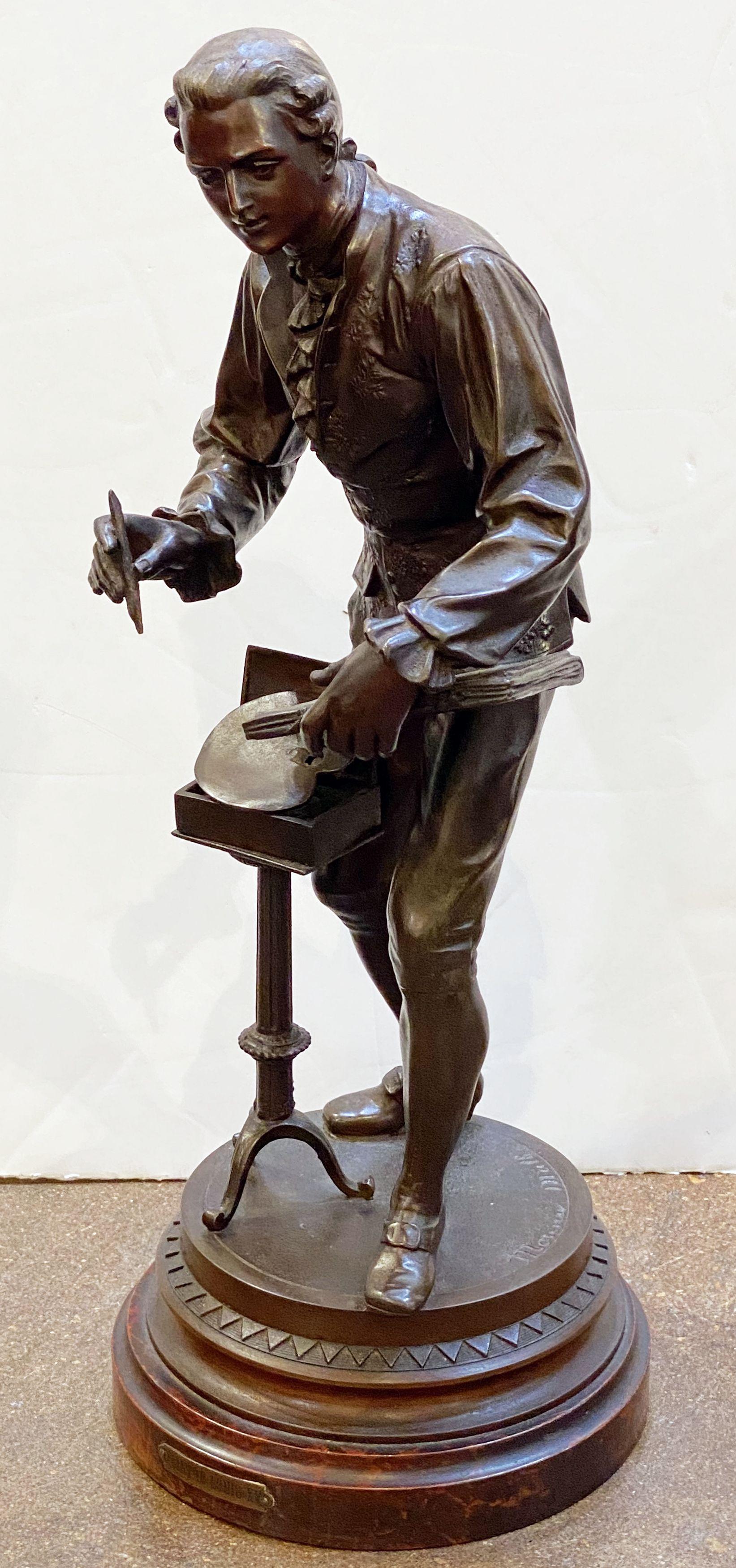 Grande figura di artista francese in bronzo e speltro, dopo Mathurin Moreau in vendita 3