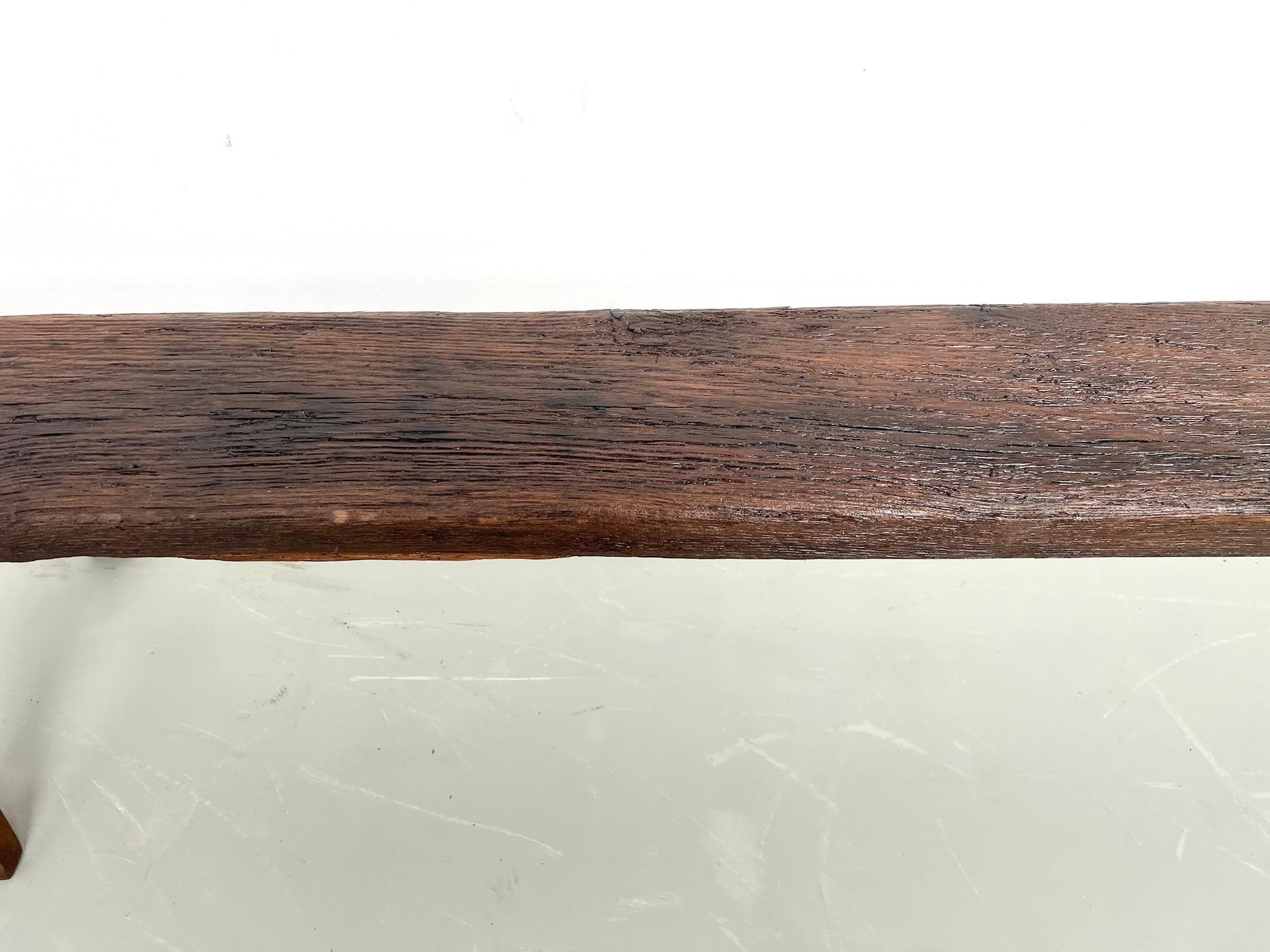 Quercia Grande panca francese brutalista in rovere massiccio in vendita