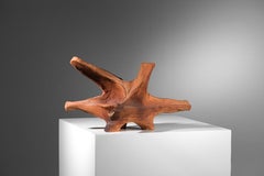 Grande scultura brutalista francese in ceramica di argilla chamotte vintage anni '60