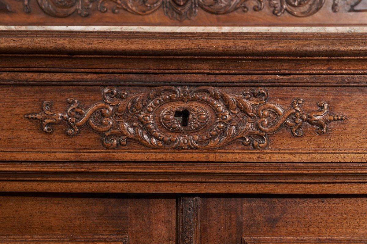 Grande buffet francese del XIX secolo, legno intagliato e piano in marmo in vendita 2
