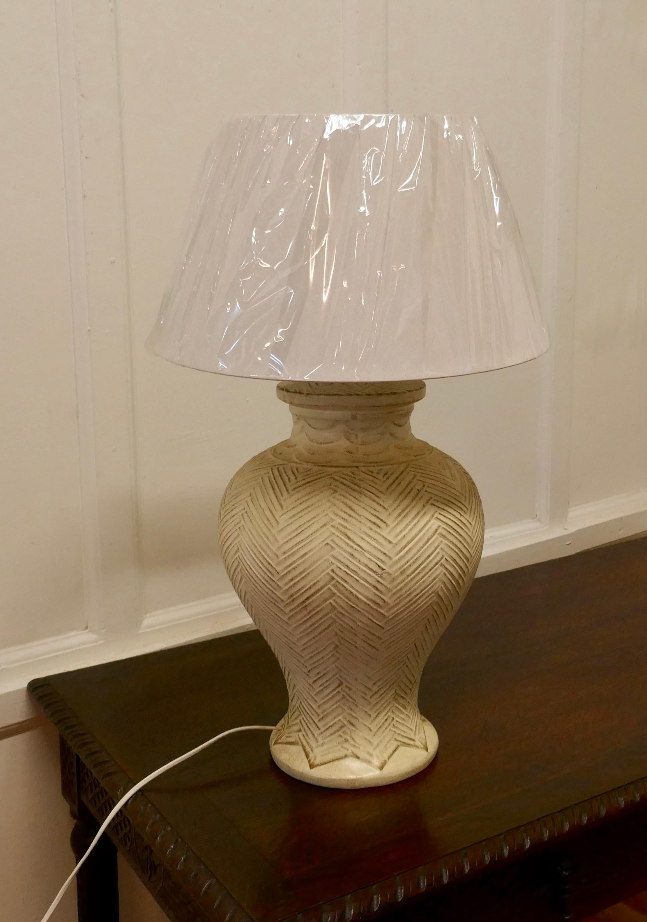 Large French Bulbous Pottery Table Lamp 1