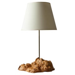 Large French Burl Table Lamp, 1970s