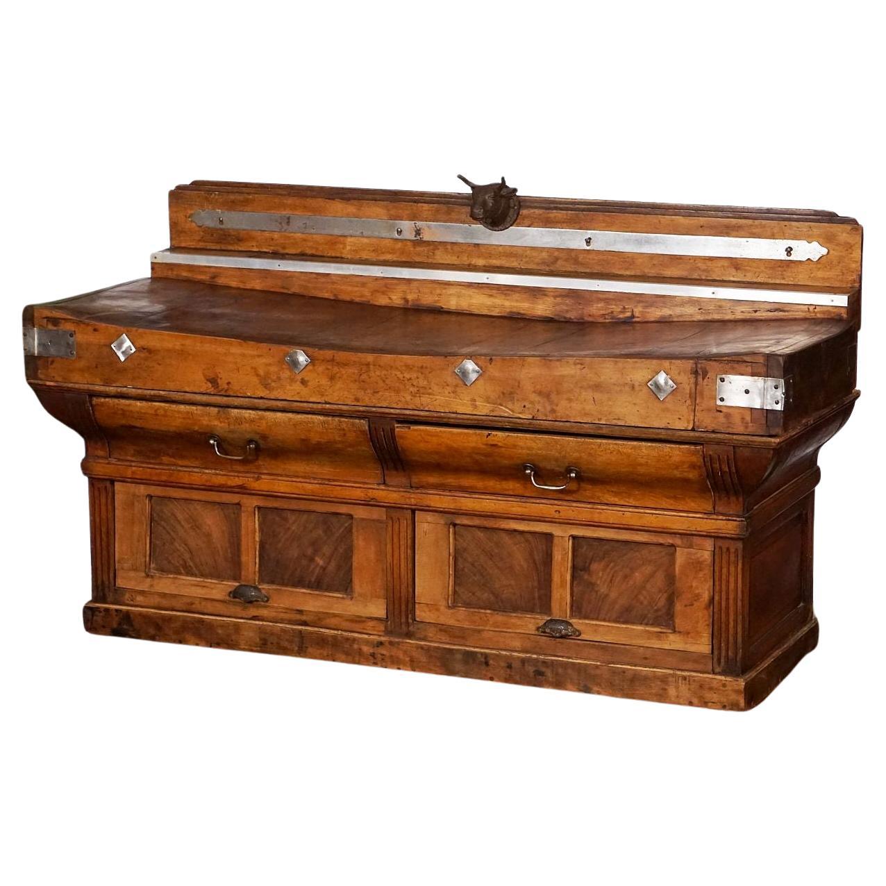 Large French Butcher's Chopping Block from the 19th Century For Sale