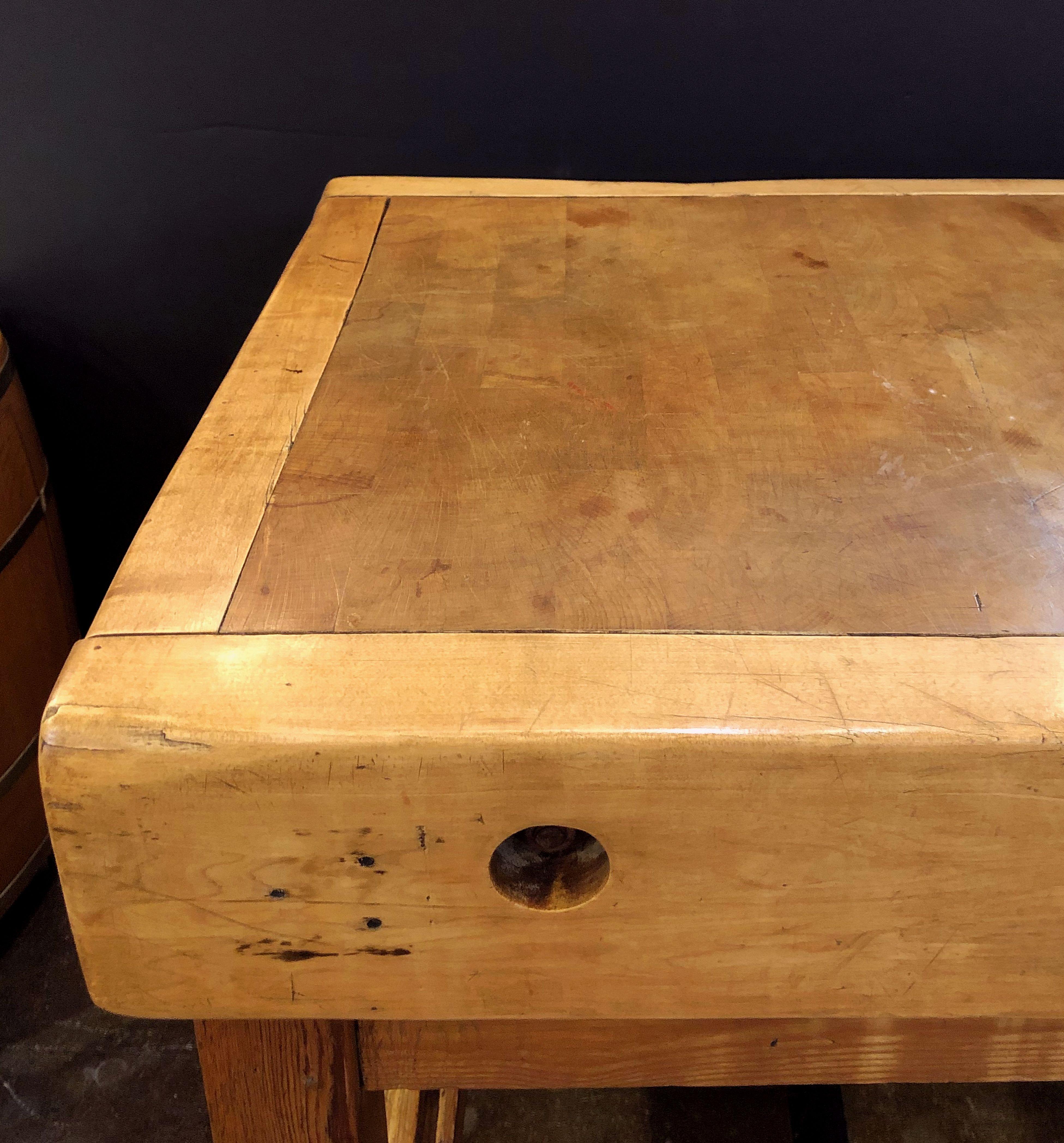 Large French Butcher's Chopping Block on Stand 2