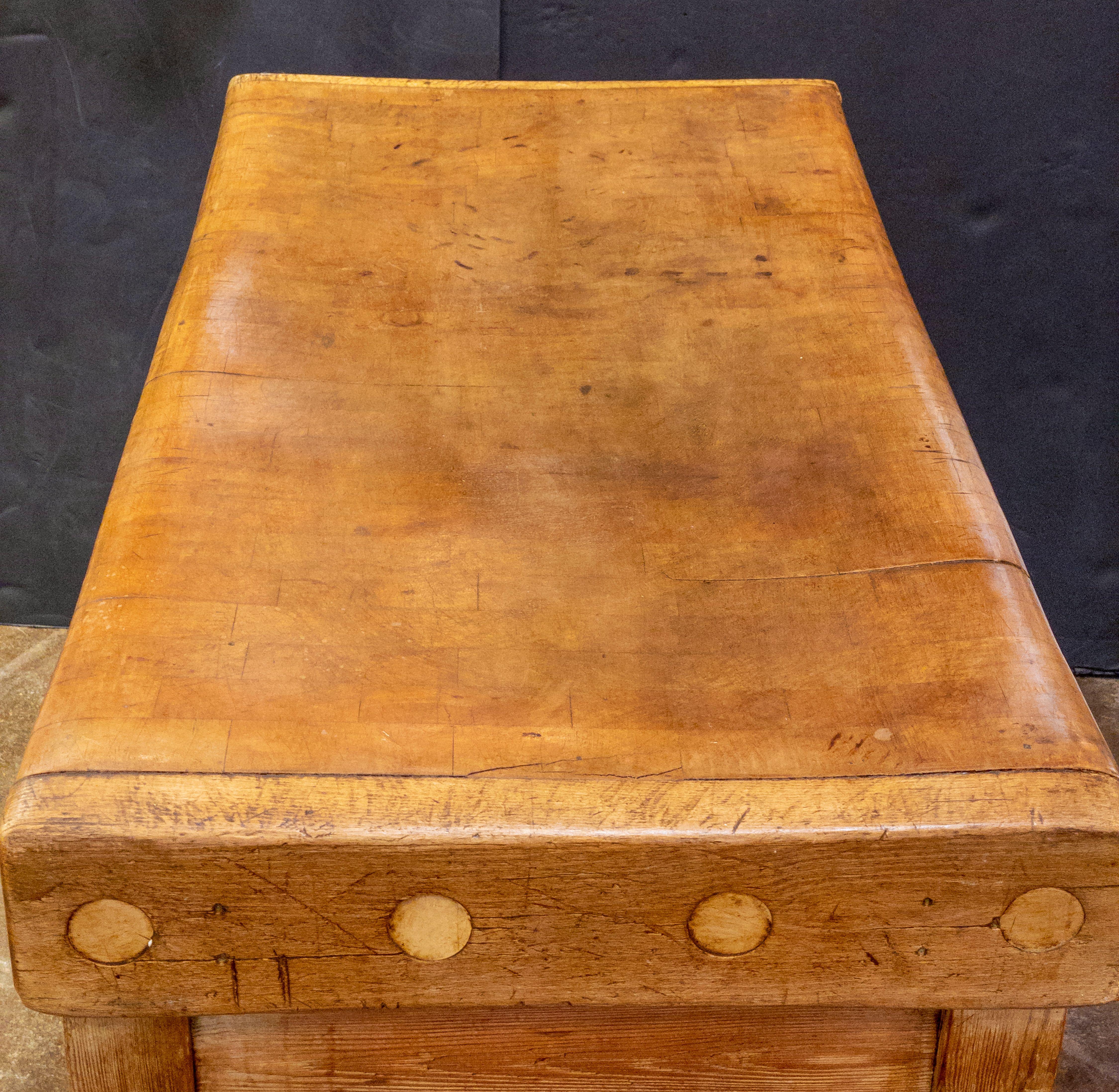 20th Century Large French Butcher's Chopping Block on Stand