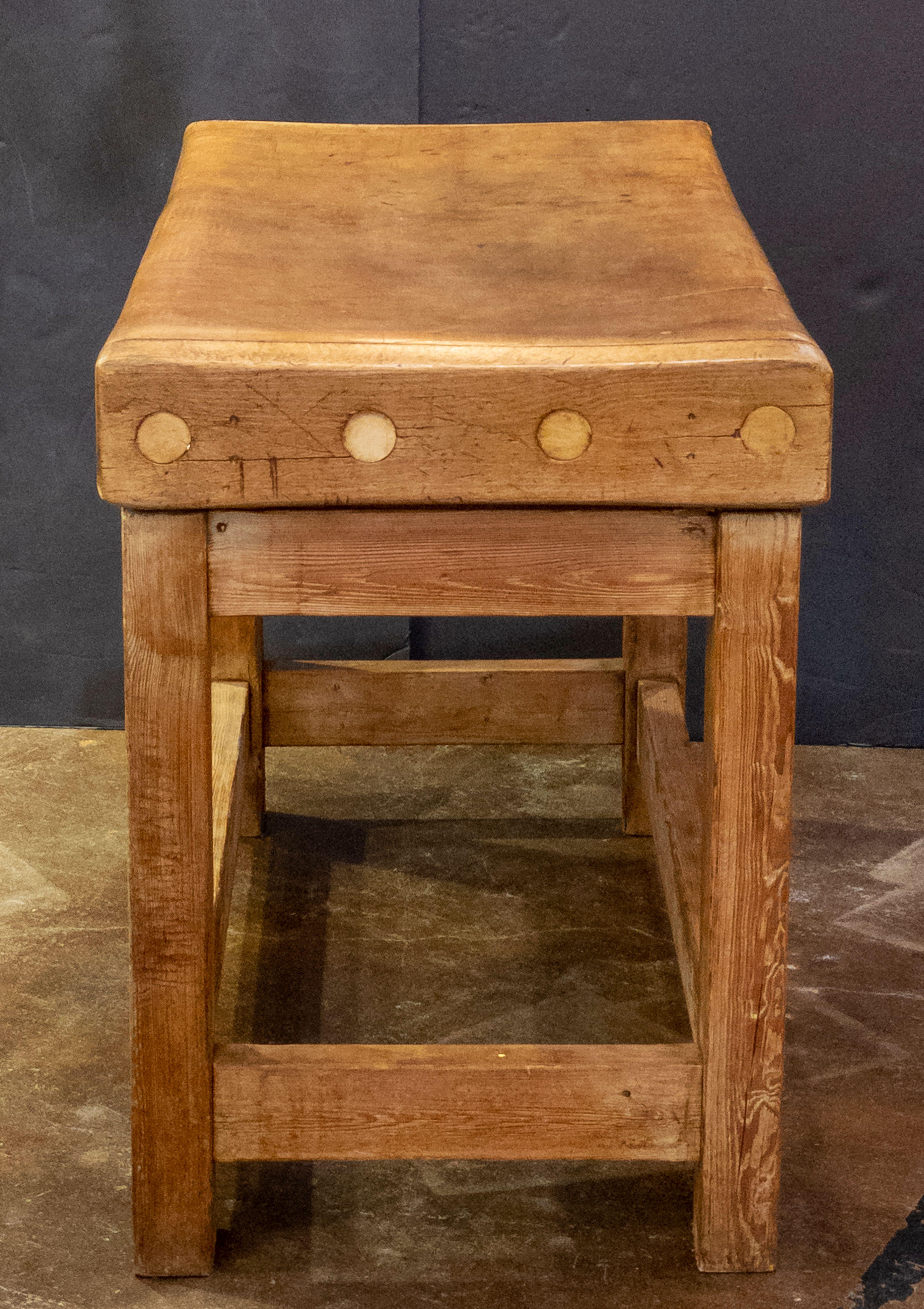 Large French Butcher's Chopping Block on Stand 1