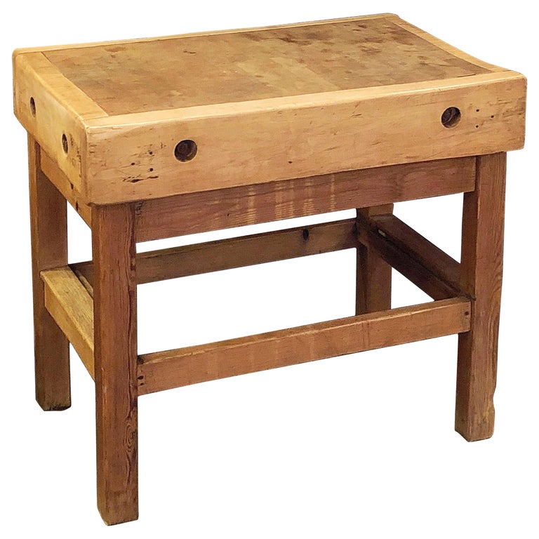 Large French Butcher's Chopping Block on Stand For Sale at 1stdibs