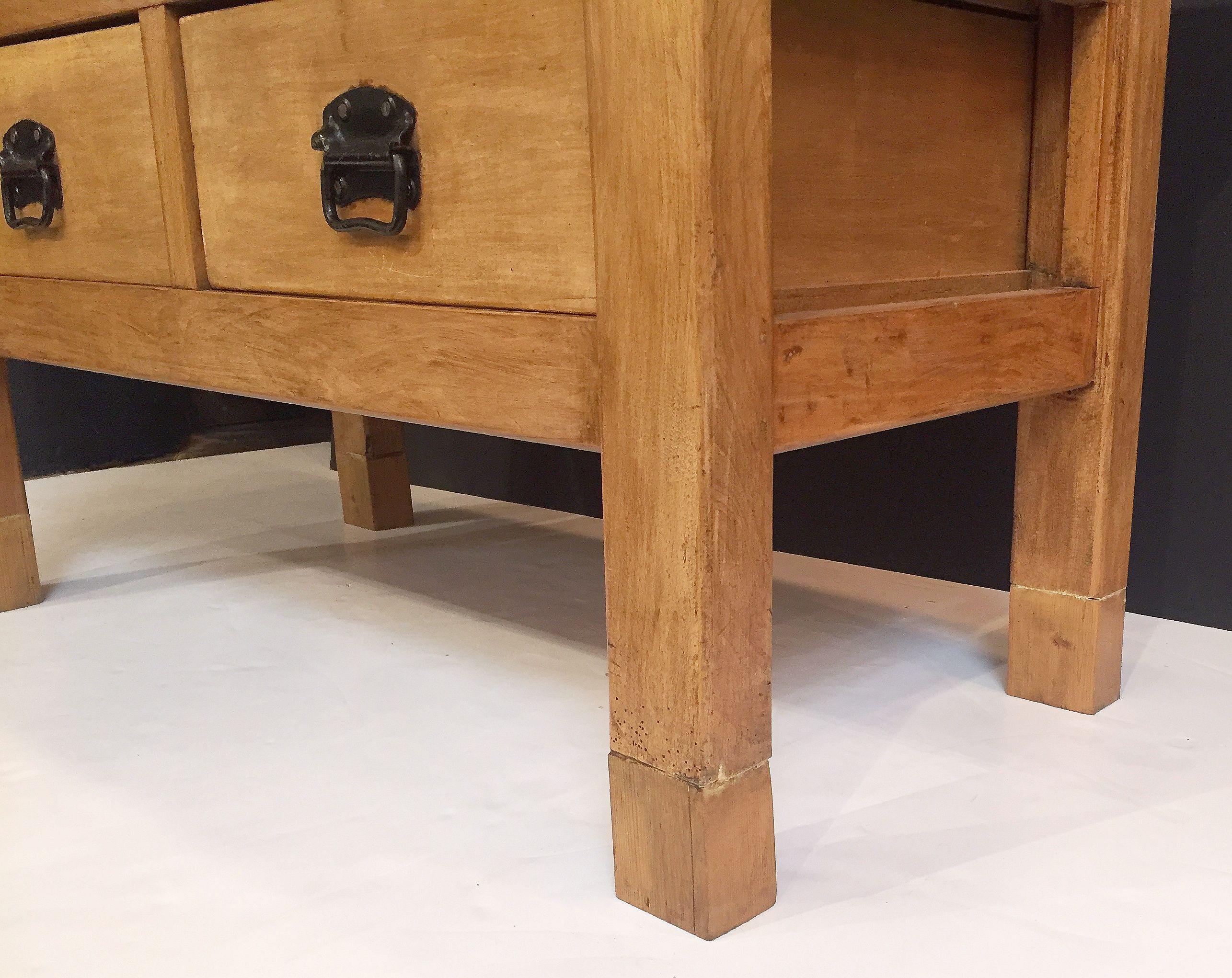 Large French Butcher's Chopping Block Table on Stand 9