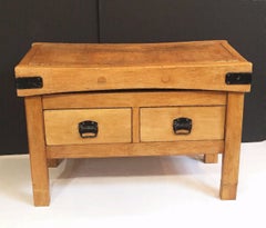 Large French Butcher's Chopping Block Table on Stand