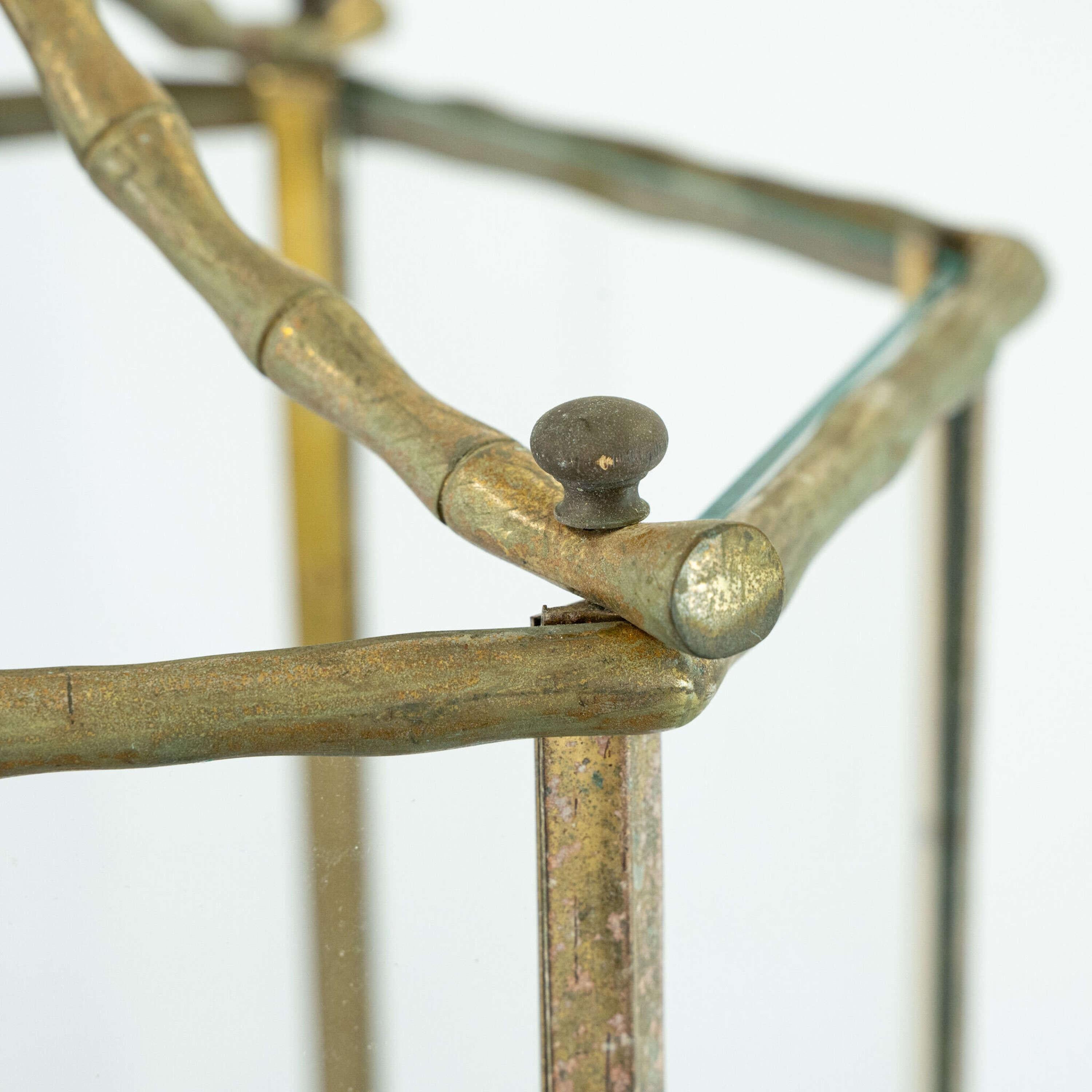 Große französische c1940 Faux Bamboo Messing Laterne (Französisch) im Angebot