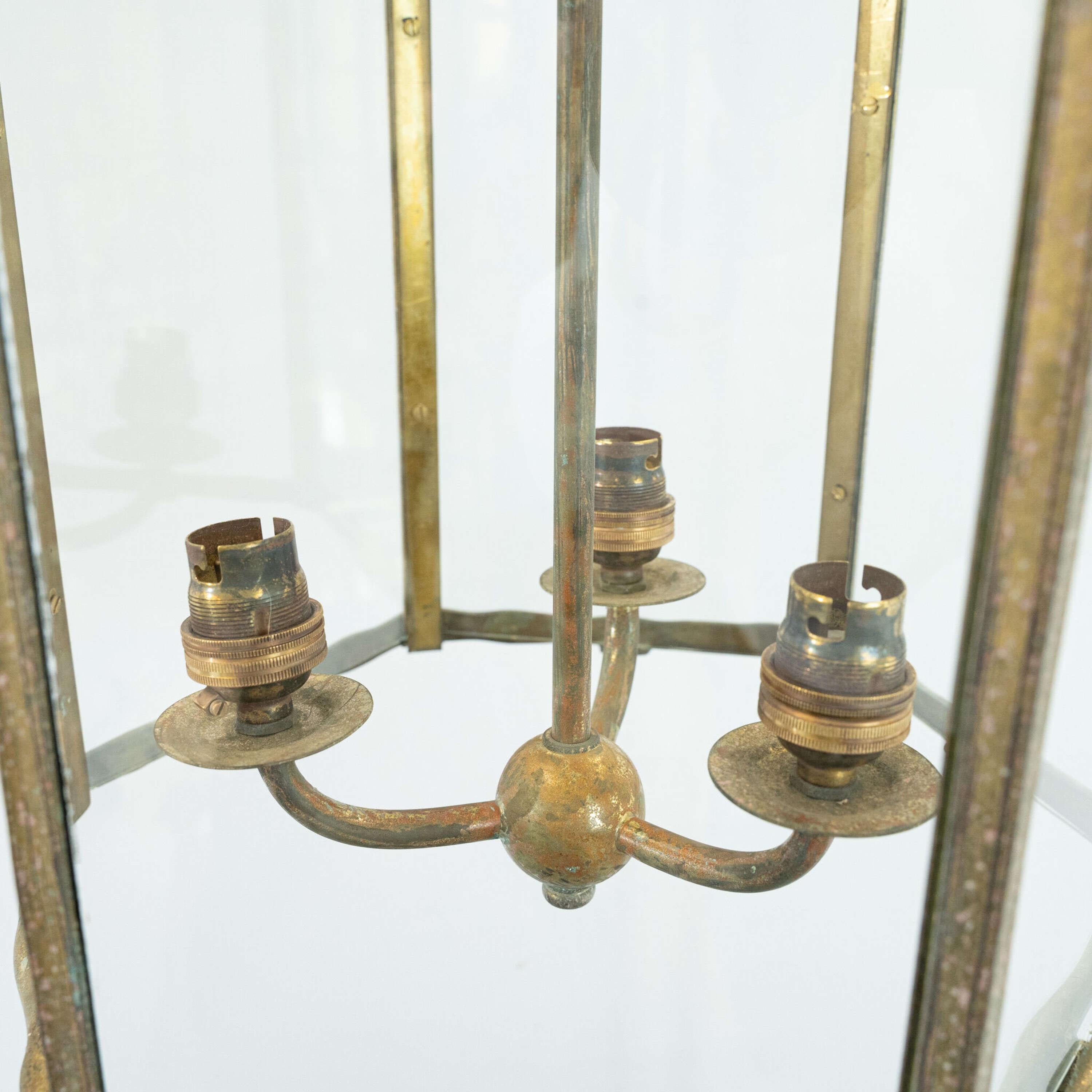 Große französische c1940 Faux Bamboo Messing Laterne im Zustand „Gut“ im Angebot in Southampton, GB