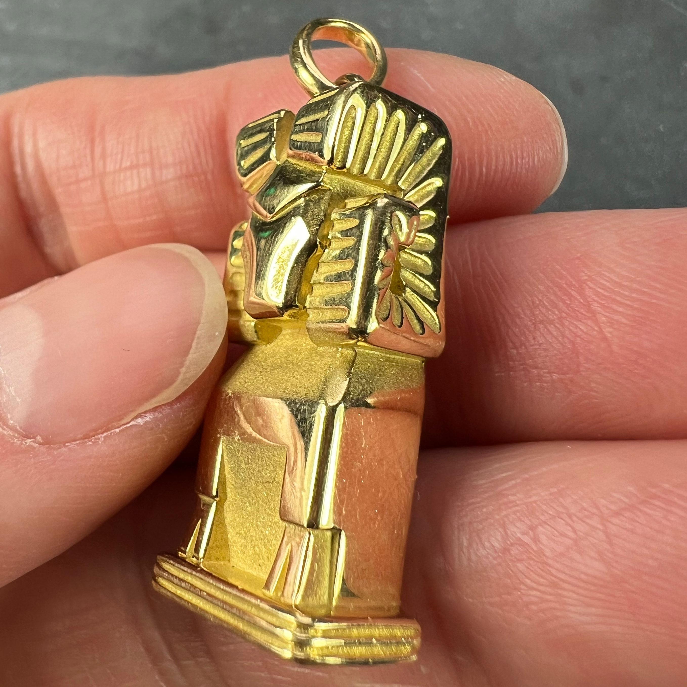 Large French Capricorn Zodiac Starsign 18K Yellow Gold Charm Pendant For Sale 6