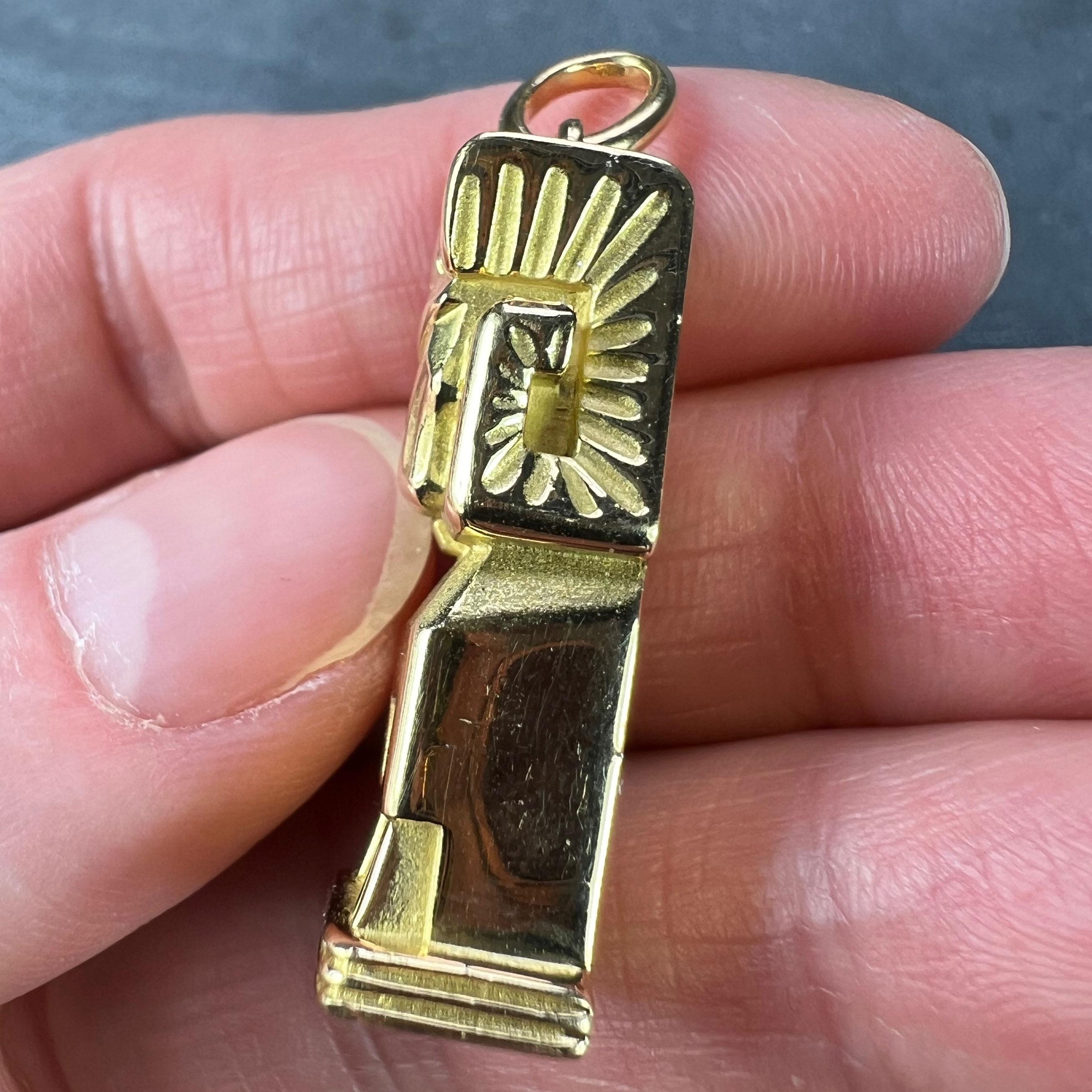 Large French Capricorn Zodiac Starsign 18K Yellow Gold Charm Pendant For Sale 7