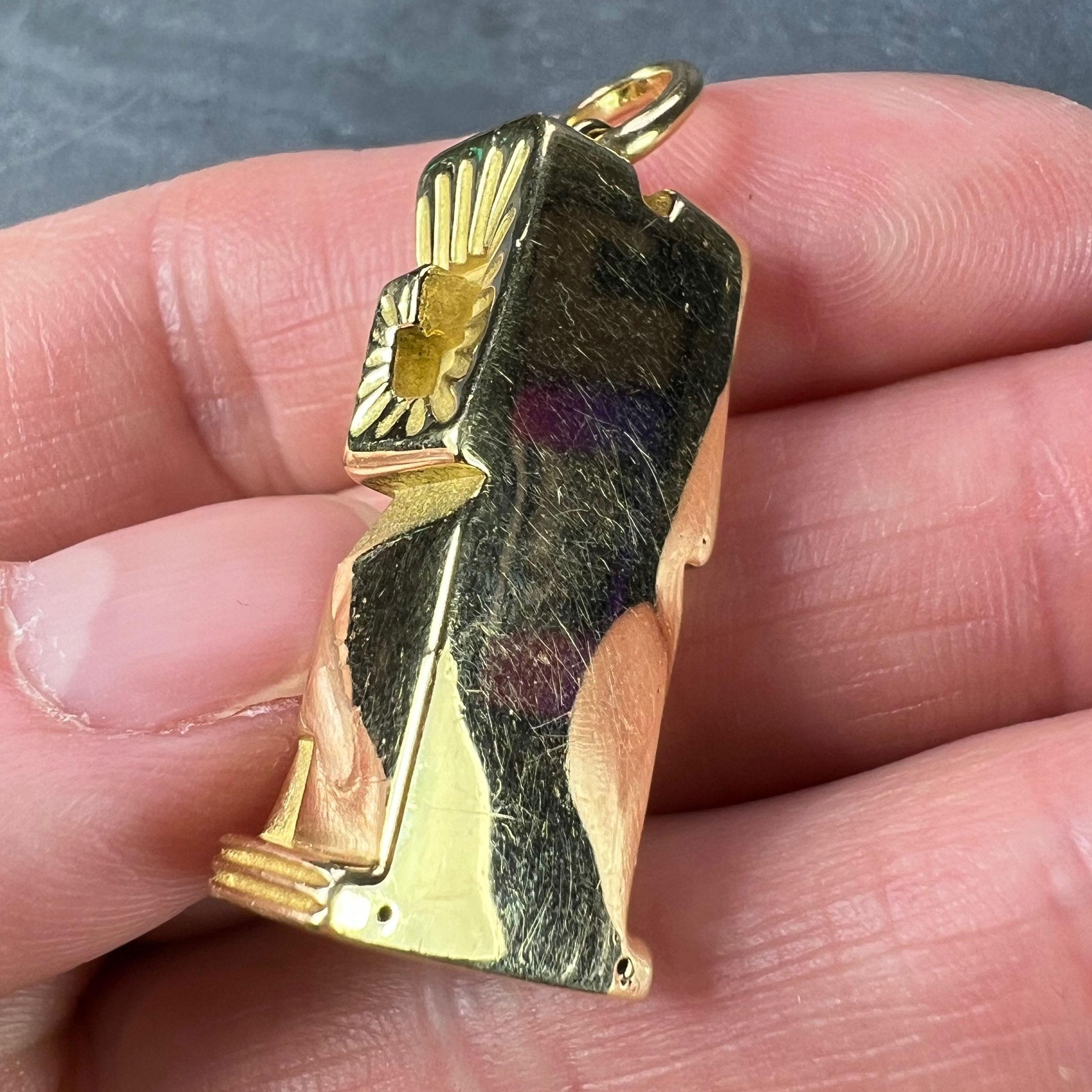 Large French Capricorn Zodiac Starsign 18K Yellow Gold Charm Pendant For Sale 8