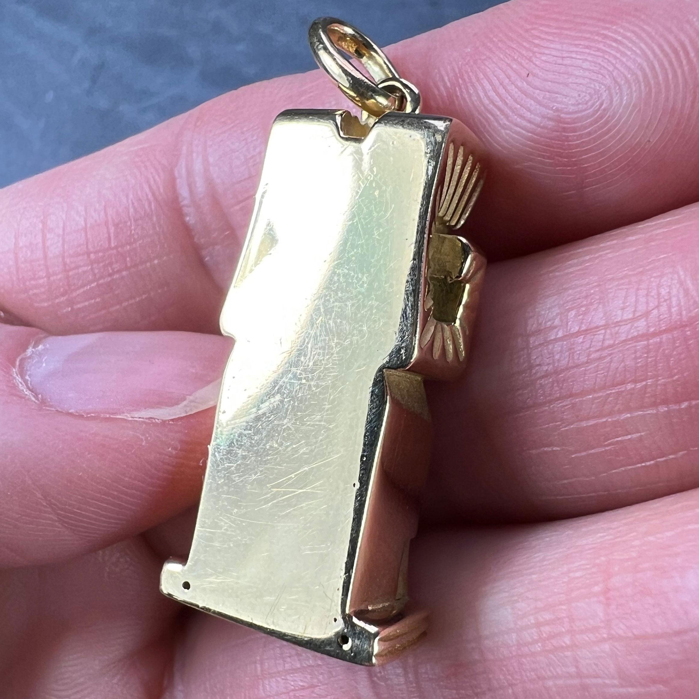Large French Capricorn Zodiac Starsign 18K Yellow Gold Charm Pendant For Sale 9