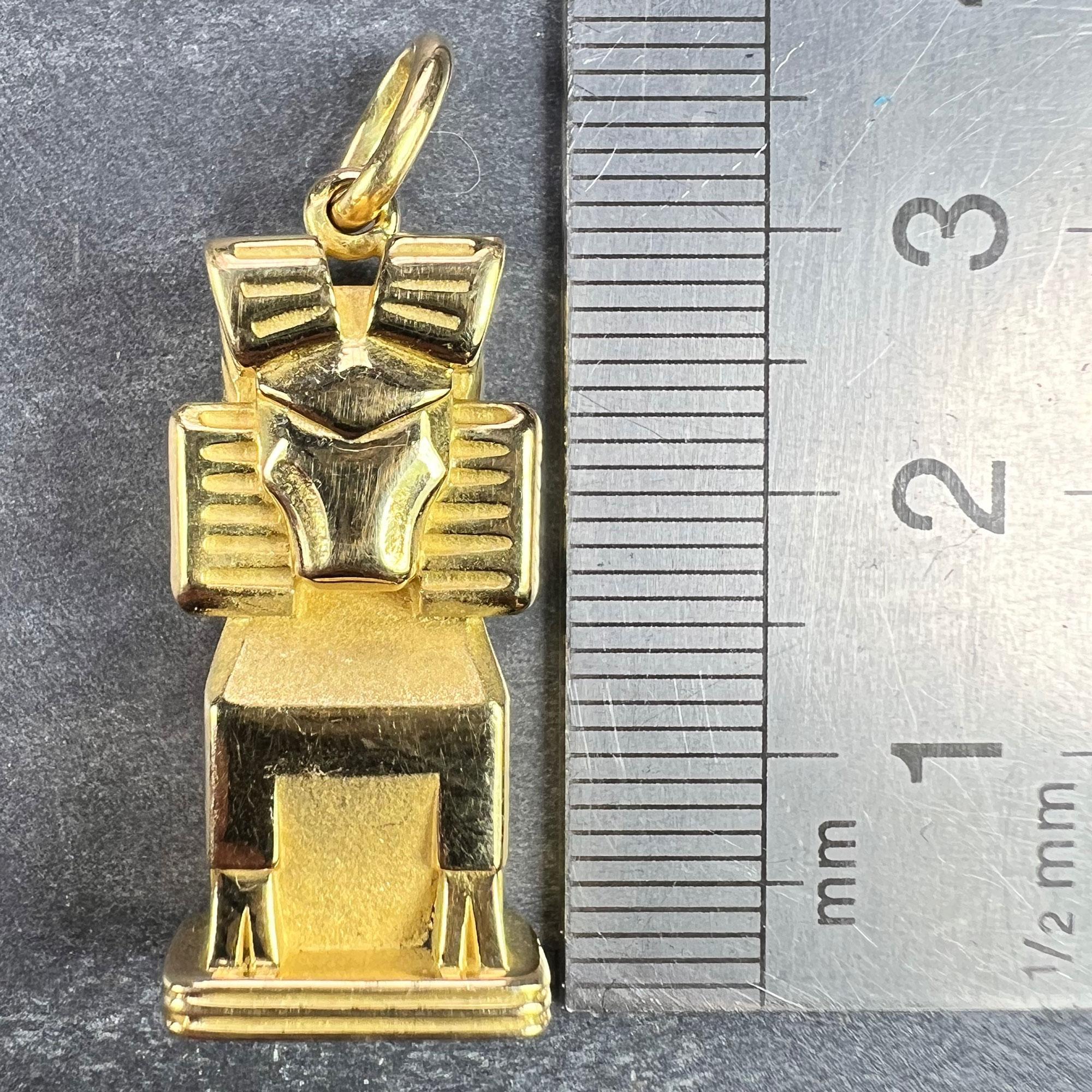 Large French Capricorn Zodiac Starsign 18K Yellow Gold Charm Pendant For Sale 11