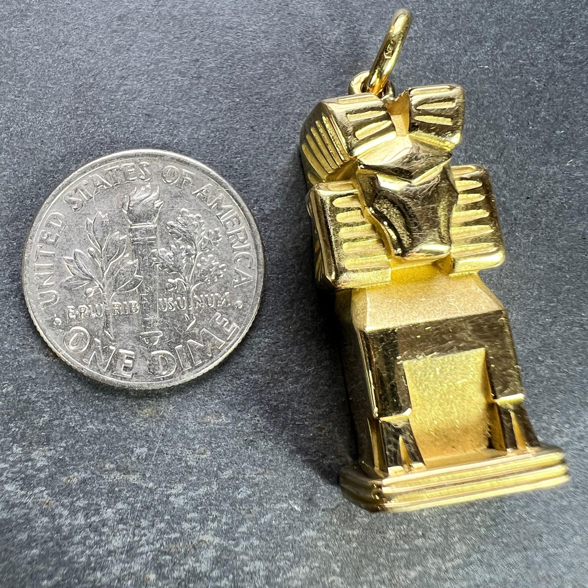 Large French Capricorn Zodiac Starsign 18K Yellow Gold Charm Pendant For Sale 12