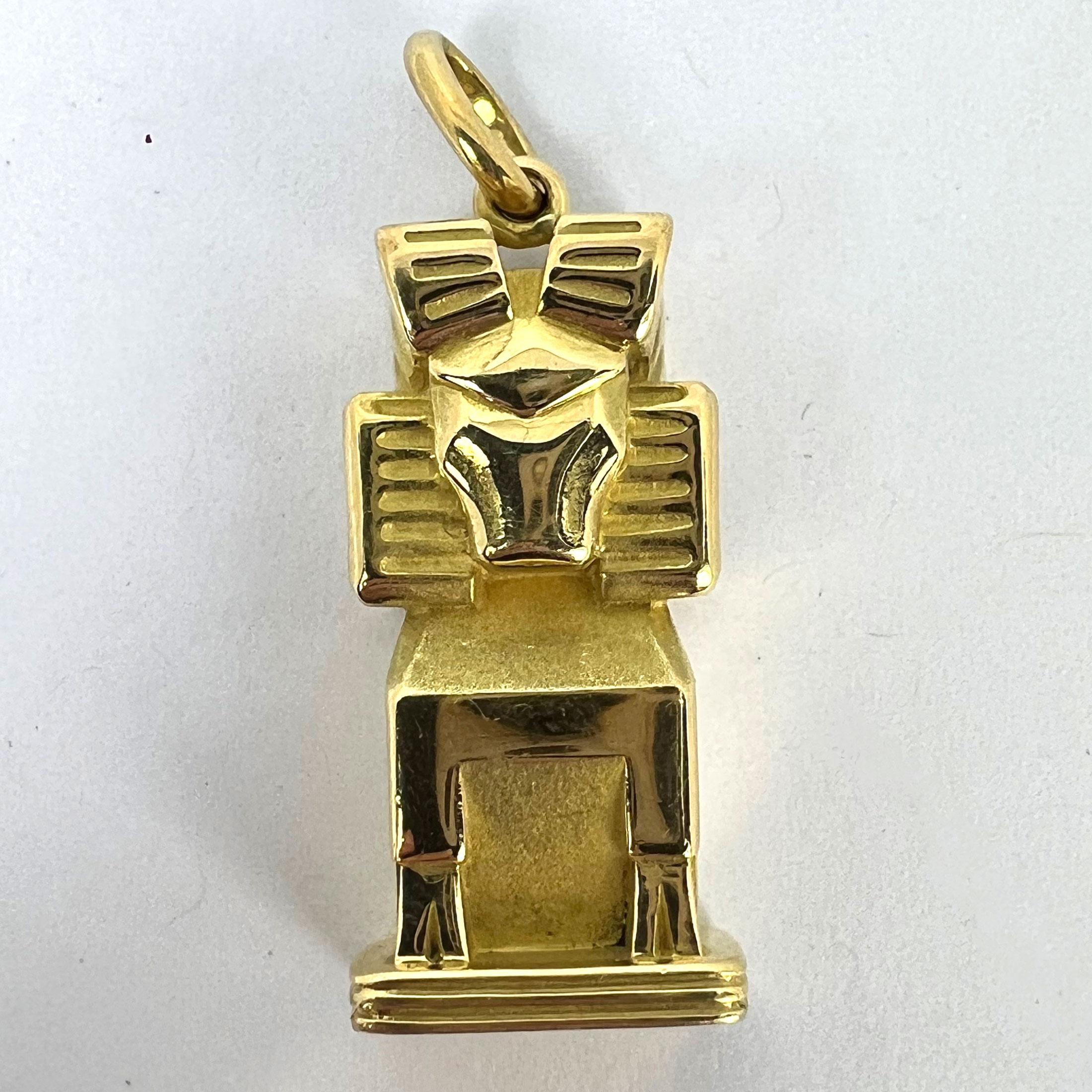 Large French Capricorn Zodiac Starsign 18K Yellow Gold Charm Pendant For Sale 13