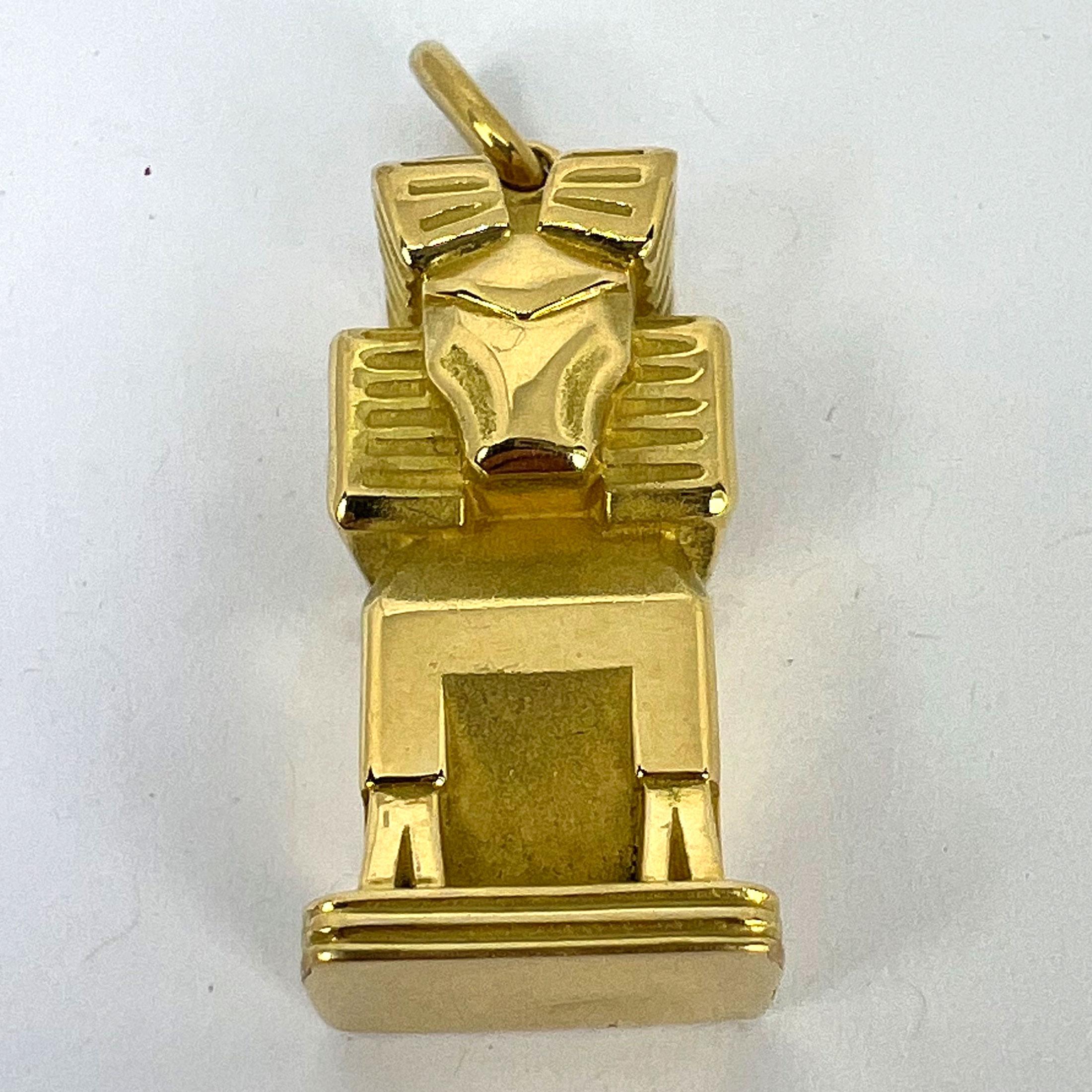 Large French Capricorn Zodiac Starsign 18K Yellow Gold Charm Pendant For Sale 14