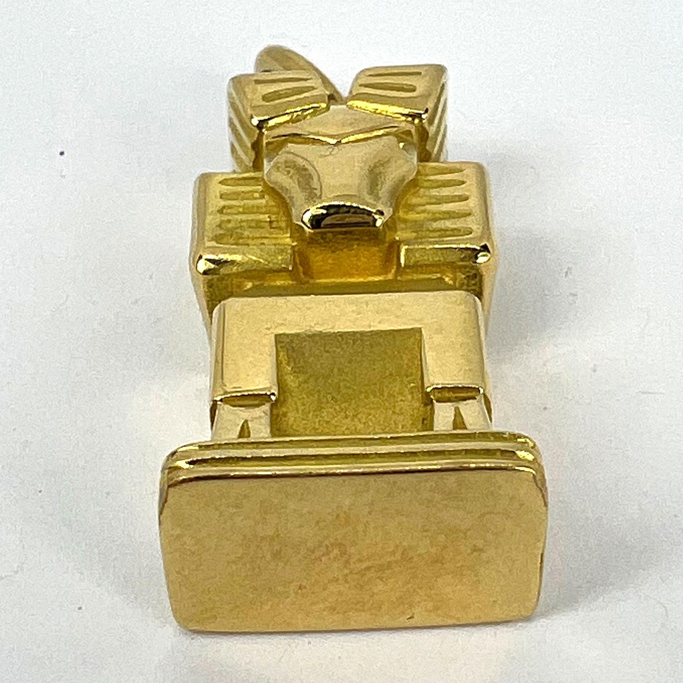 Large French Capricorn Zodiac Starsign 18K Yellow Gold Charm Pendant For Sale 15